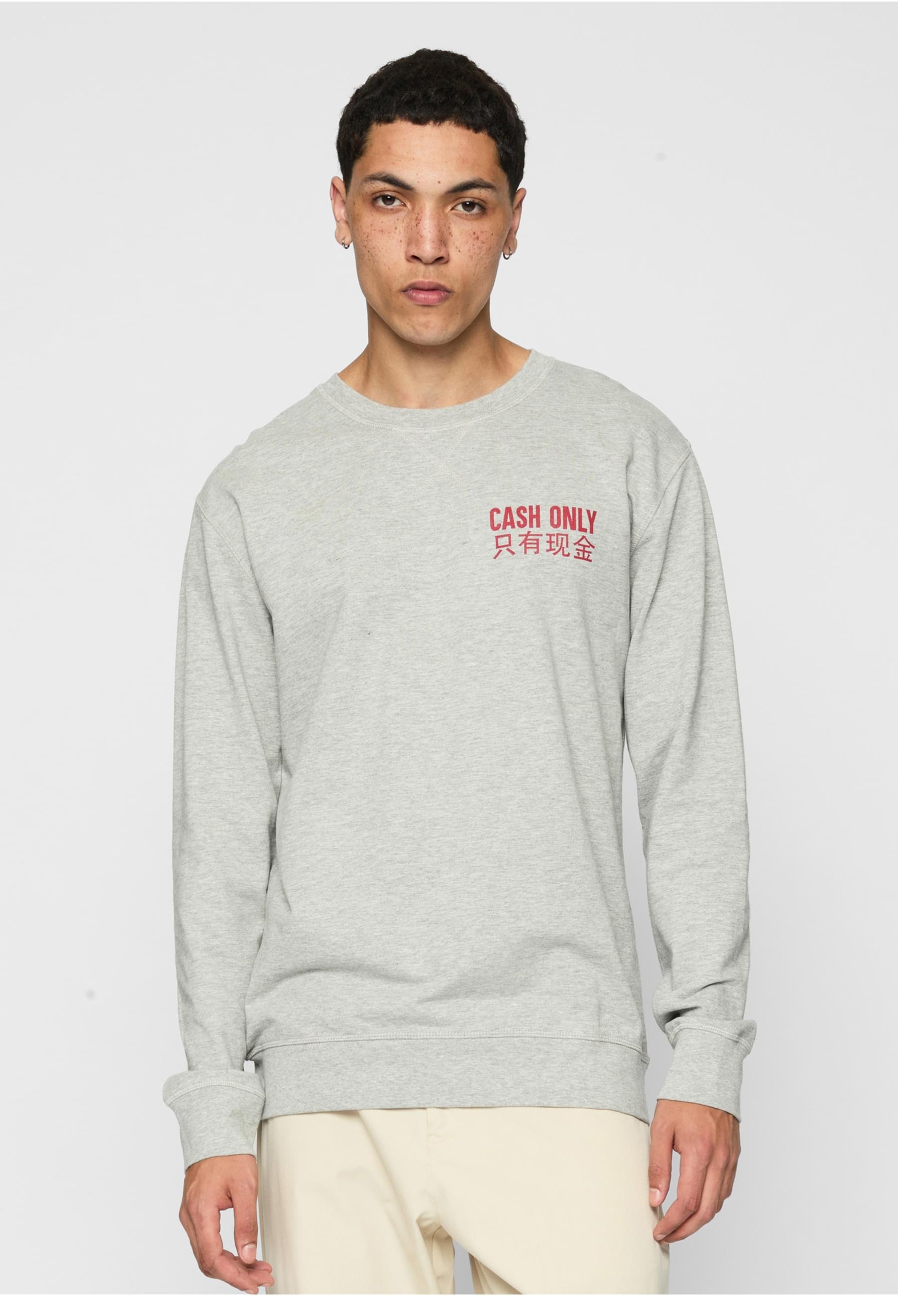 MisterTee Rundhalspullover »MisterTee Herren Cash Only Crewneck«, (1 tlg.)