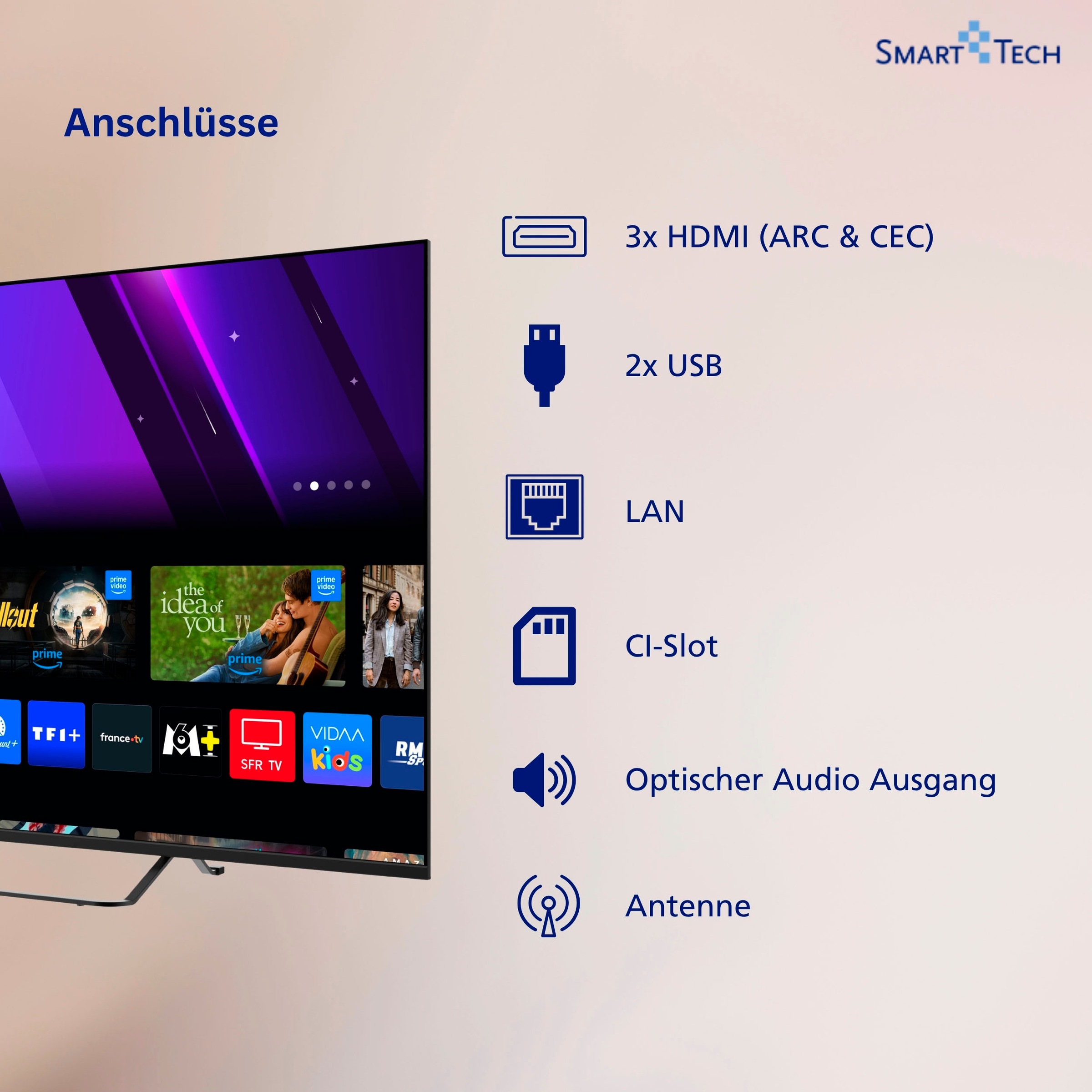 Smart Tech QLED-Fernseher »50QV02K« 126 cm/50 ″ Smart-TV