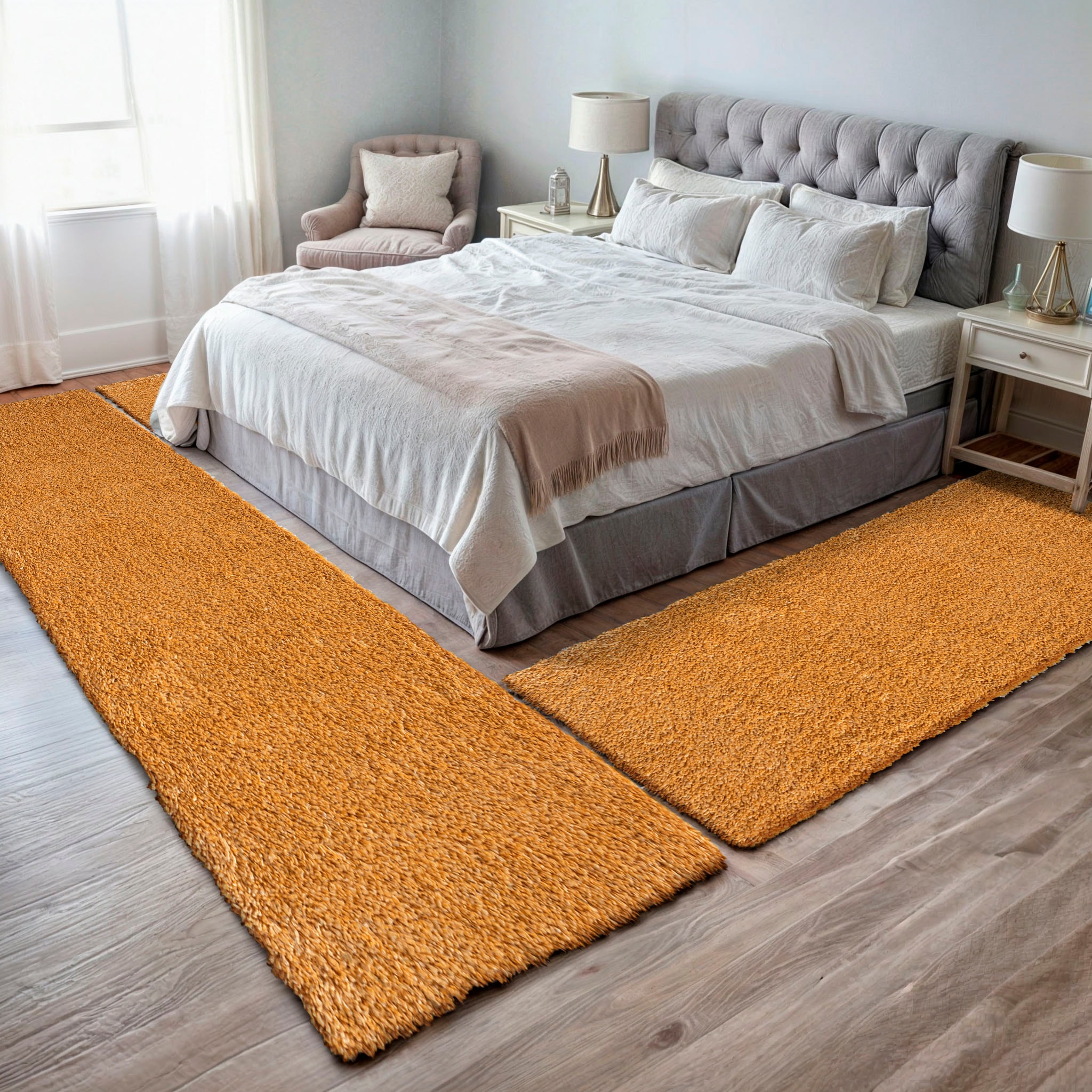 Myflair Möbel & Accessoires Hochflor-Bettumrandung "My Shaggy", (3 tlg.), Shaggy, Uni-Farben, leicht glänzend, extra fla