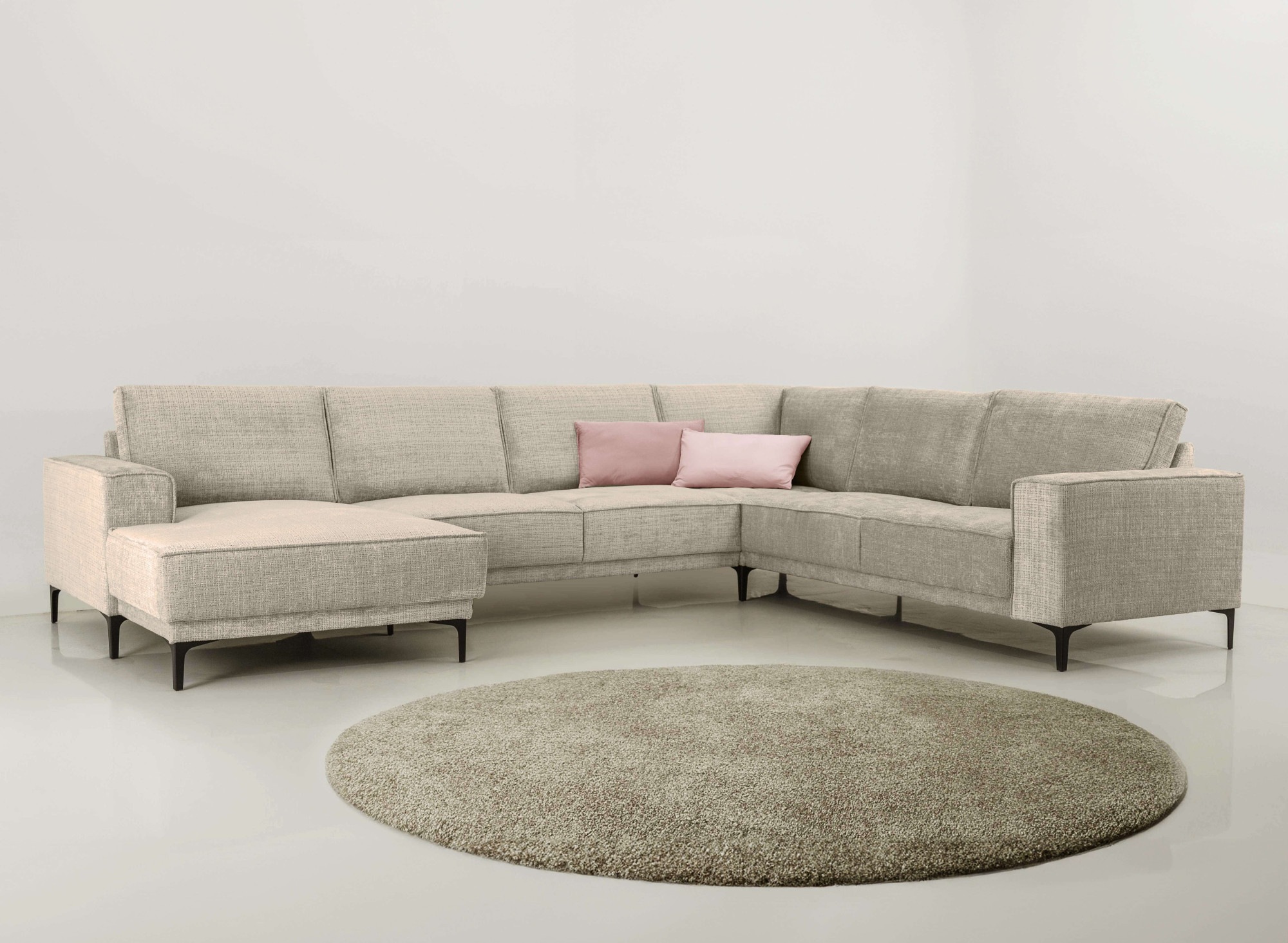 Places of Style Wohnlandschaft "XXL Sofa Oland, Struktur, Flachgewebe, Luxu günstig online kaufen