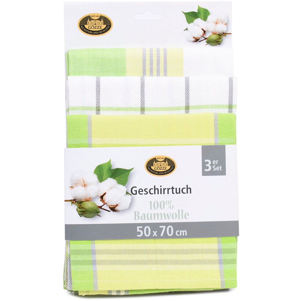 Gözze Geschirrtuch »Geschirrtücher, Des. 60058«, (Set, 3 tlg.), 2x kariert und 1x gestreift