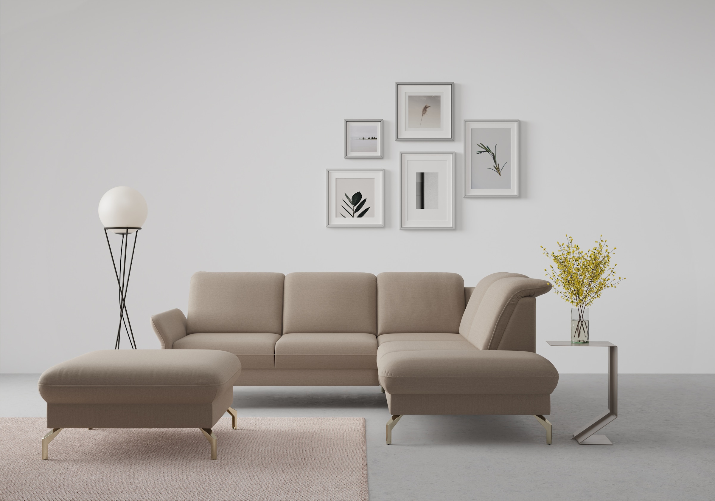 sit&more Ecksofa "Fashion L-Form" wahlweise mit Kopfteilverstellung, Vorziehsitz, motorisch, Nickelfüße