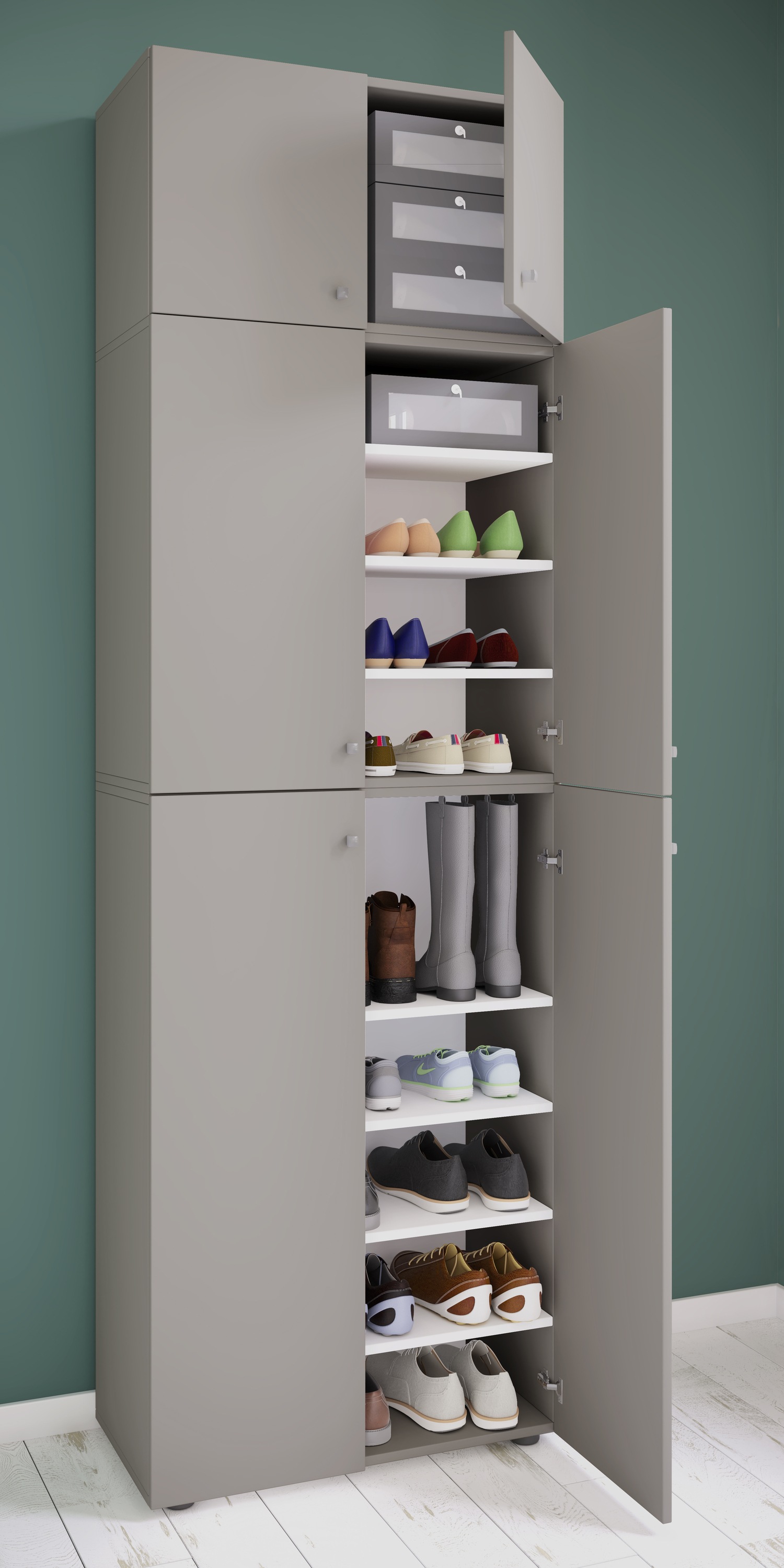 VCM Schuhschrank »Lona«, Schuhschrank, Allzweckschrank | Maße: H. 240 x B. 70 x T. 39 cm | Aufsatz mit 2 Türen