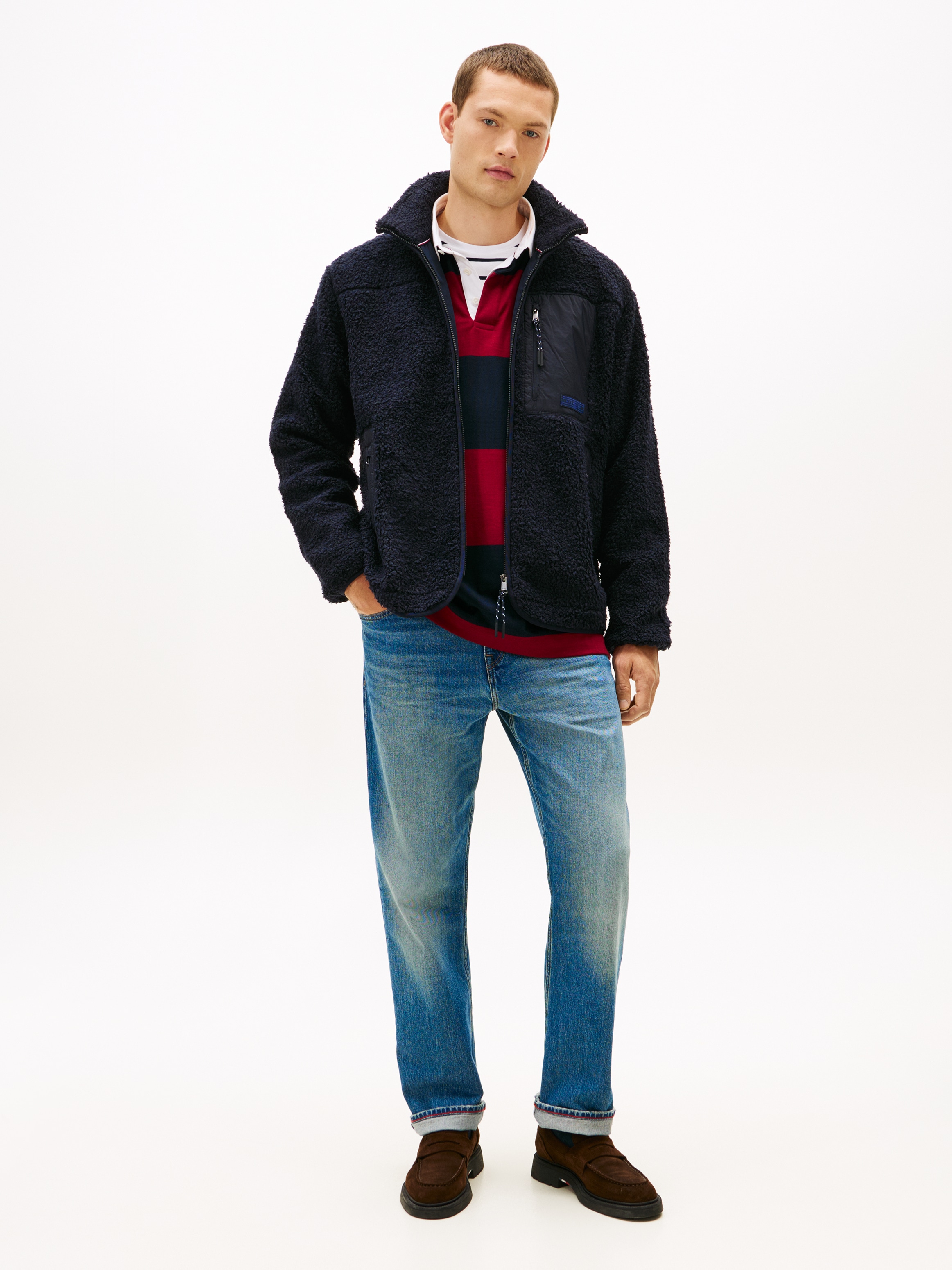 Tommy Hilfiger Sweatjacke »TEDDY FLEECE ZIP THROUGH«, Übergangsjacke Herbstjacke Teddy Plüsch Soft Jacke