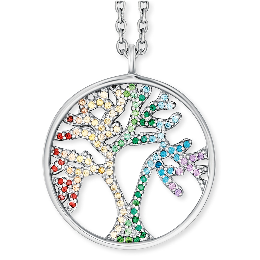 Engelsrufer Kette mit Anhänger »LEBENSBAUM SILBER MIT ZIRKONIA MULTICOLOR, ERN-TREE-ZIM«