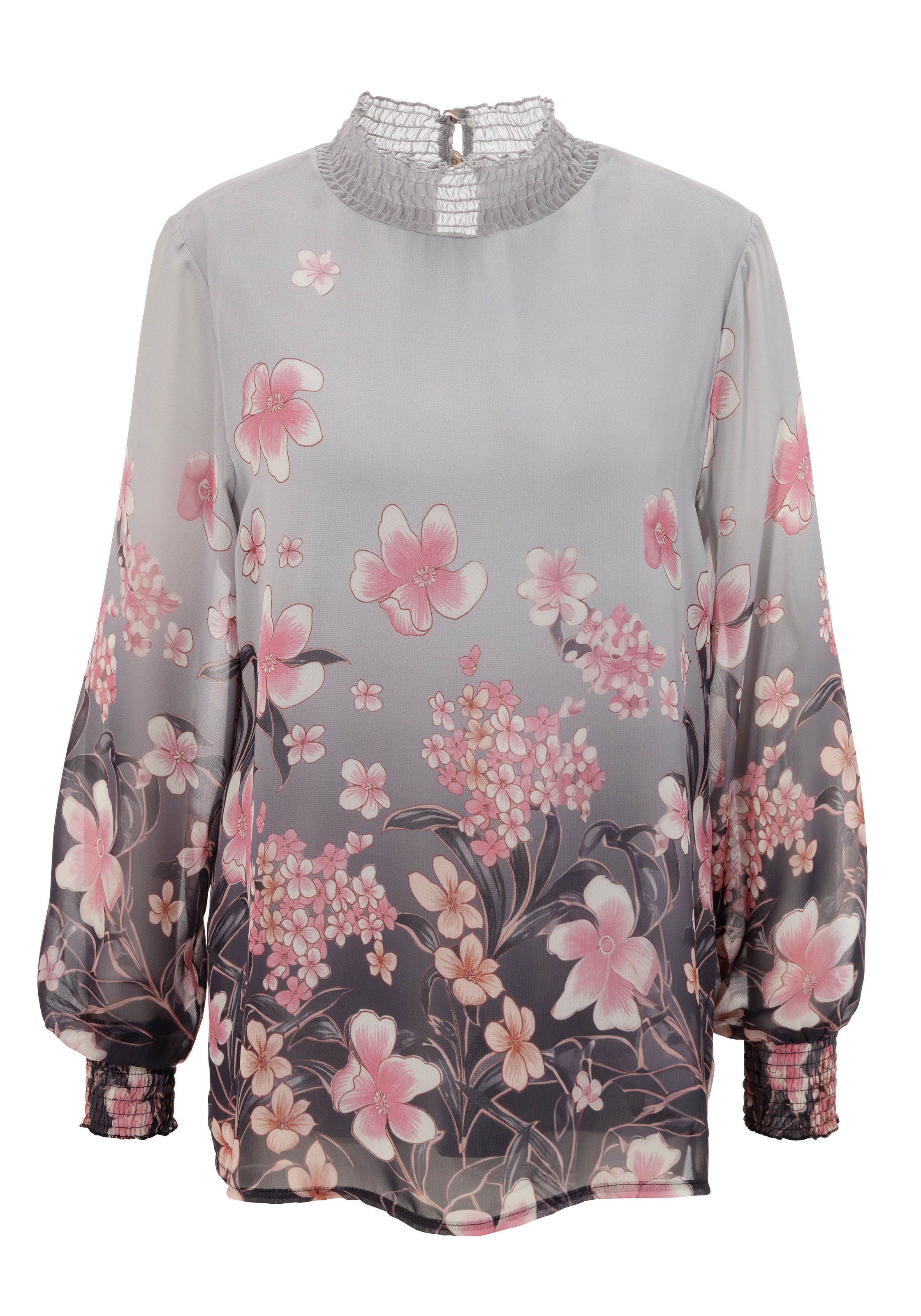 Aniston SELECTED Schlupfbluse, mit Blütendruck und hübscher Blumenbordüre - NEUE KOLLEKTION