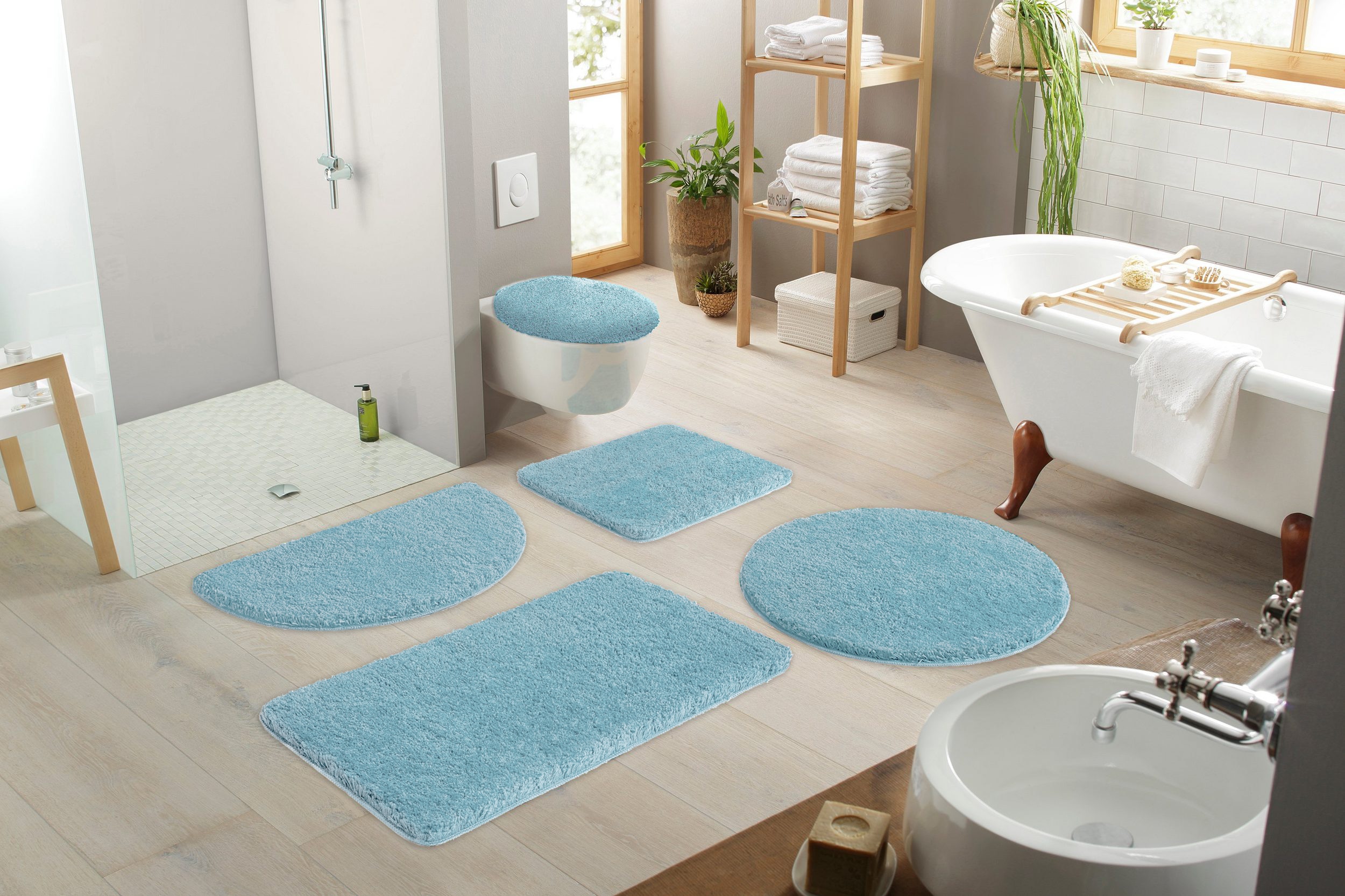 OTTO home Badematte "Sanremo, Standard & Premium, 30mm oder 35mm, sehr weich" rutschhemmend beschichtet fußbodenheizungsgeeignet schnell trocknend Badteppich, unifarben, rechteckig, rund & als 3-tlg. Set erhältlich