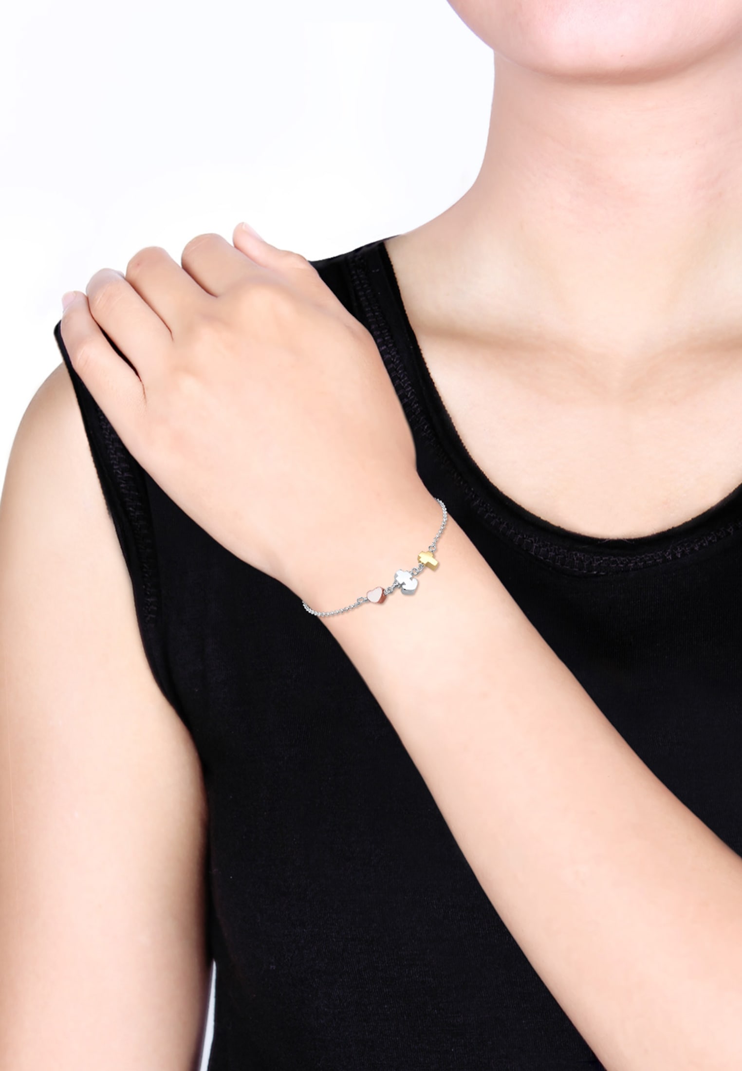 Elli Armband »Herz Anker Kreuz Tri-Color Symbol Trio 925 Silber«