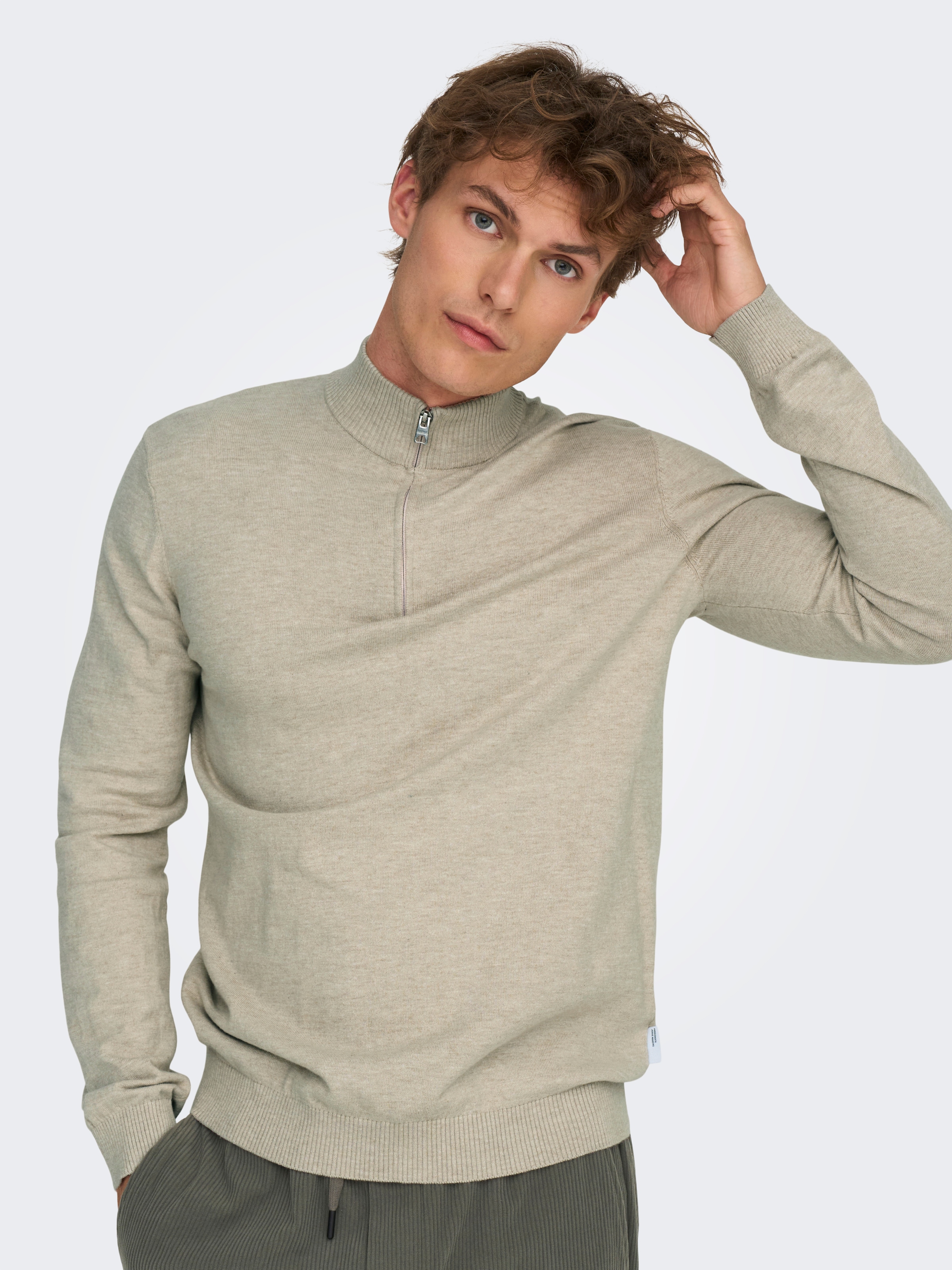 ONLY & SONS Troyer "ONSLOUI REG 12 MEL HALF ZIP KNIT NOOS" günstig online kaufen