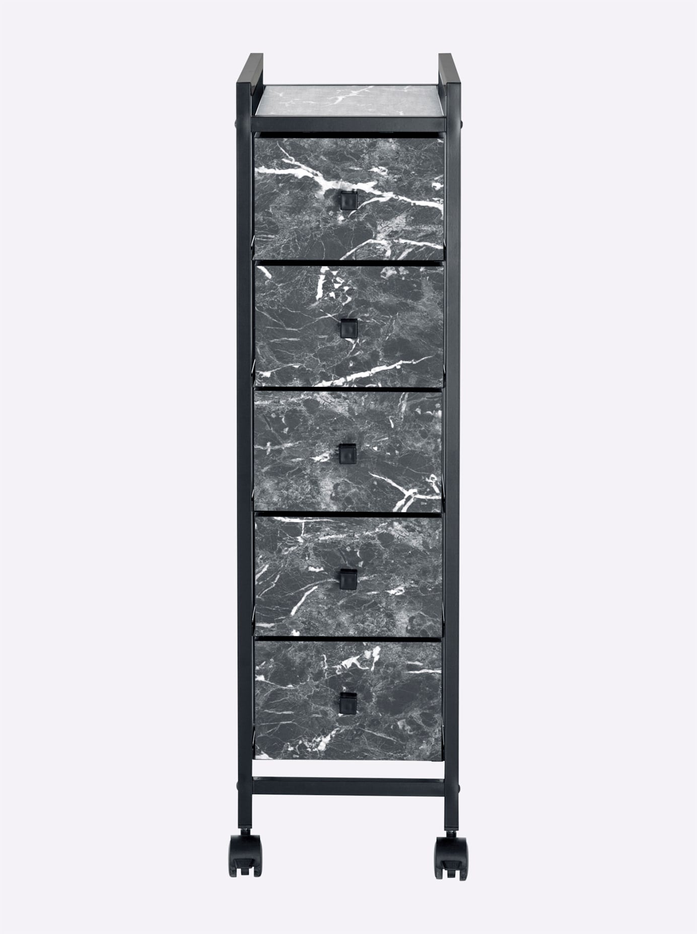 Rollwagen HEINE HOME, B:24cm H:85cm T:40cm, schwarz, MDF, Metall, Rollwagen