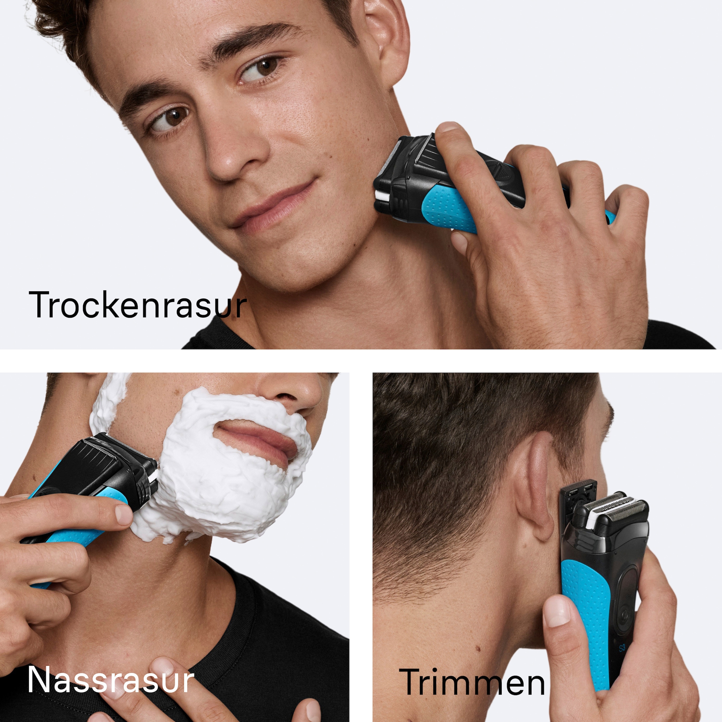 Braun Elektrorasierer »Series 3+ 3040s«, 3 flexible Klingen, effizienter MicroComb Mitteltrimmer