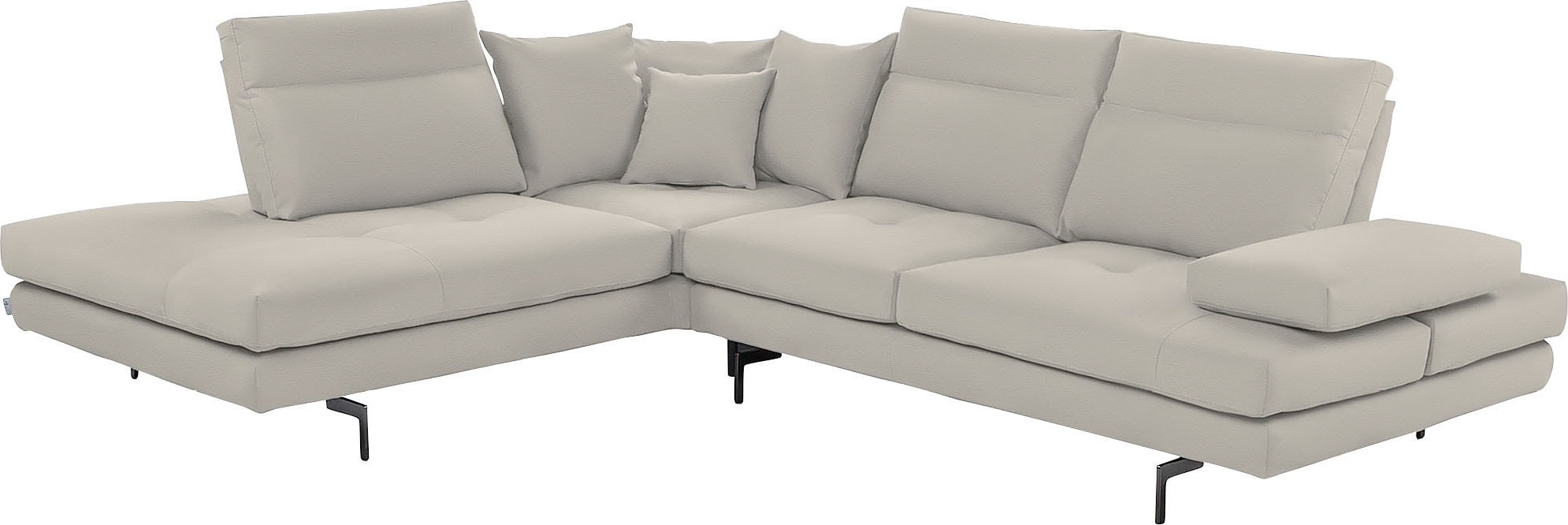 CALIA ITALIA Ecksofa "Toby Wing, B/T: 288/232 cm, Designsofa, Premium Sitzkomfort, L-Form" Sitztiefenverstellung, wahlw. mit Kissen-Set,Füße schwarz matt