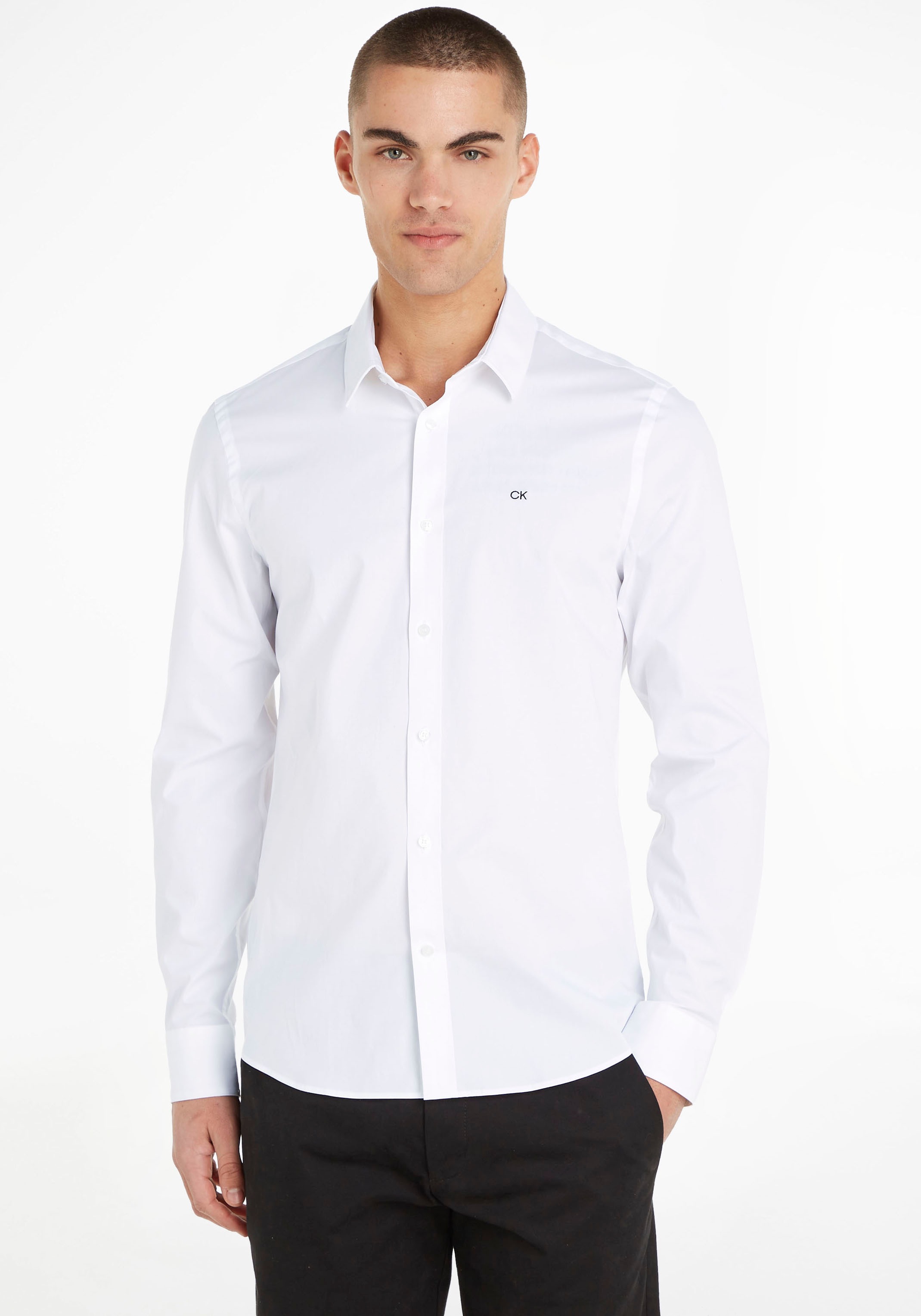 Calvin Klein Businesshemd "STRETCH POPLIN SLIM SHIRT", mit Calvin Klein Logo auf der Brust