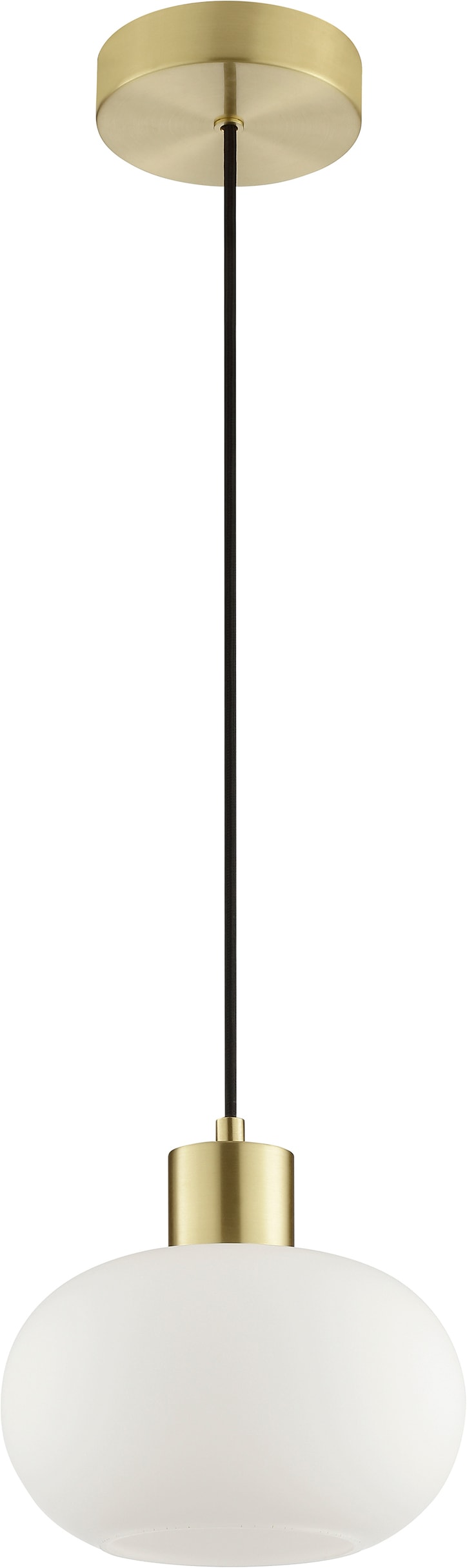 Brilliant Pendelleuchte »Fanny« E27 1 Stk. Ø 22 cm, Höhe 120 cm, E27 Fassung, Glas weiß, Metall messing gebürstet