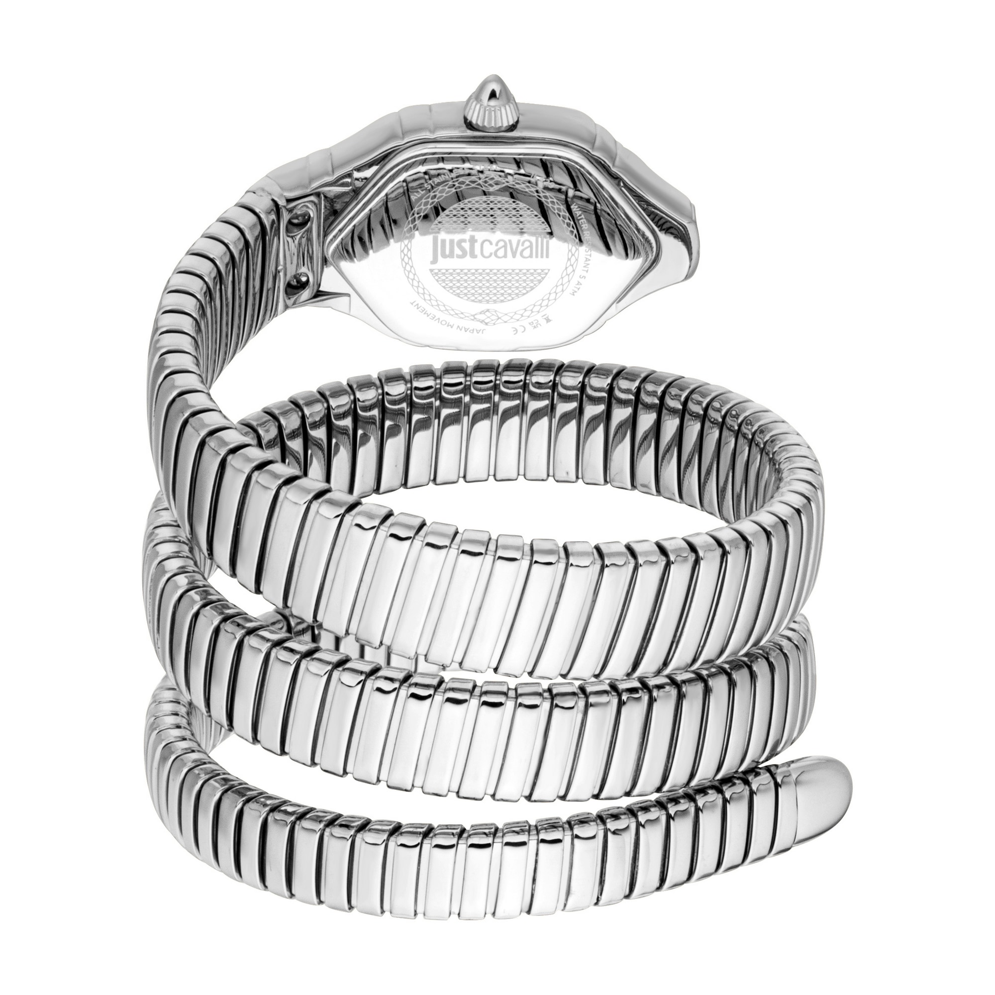 Just Cavalli Time Quarzuhr »Signature Snake« Armbanduhr, Edelstahlarmband, analog, Kristallsteine