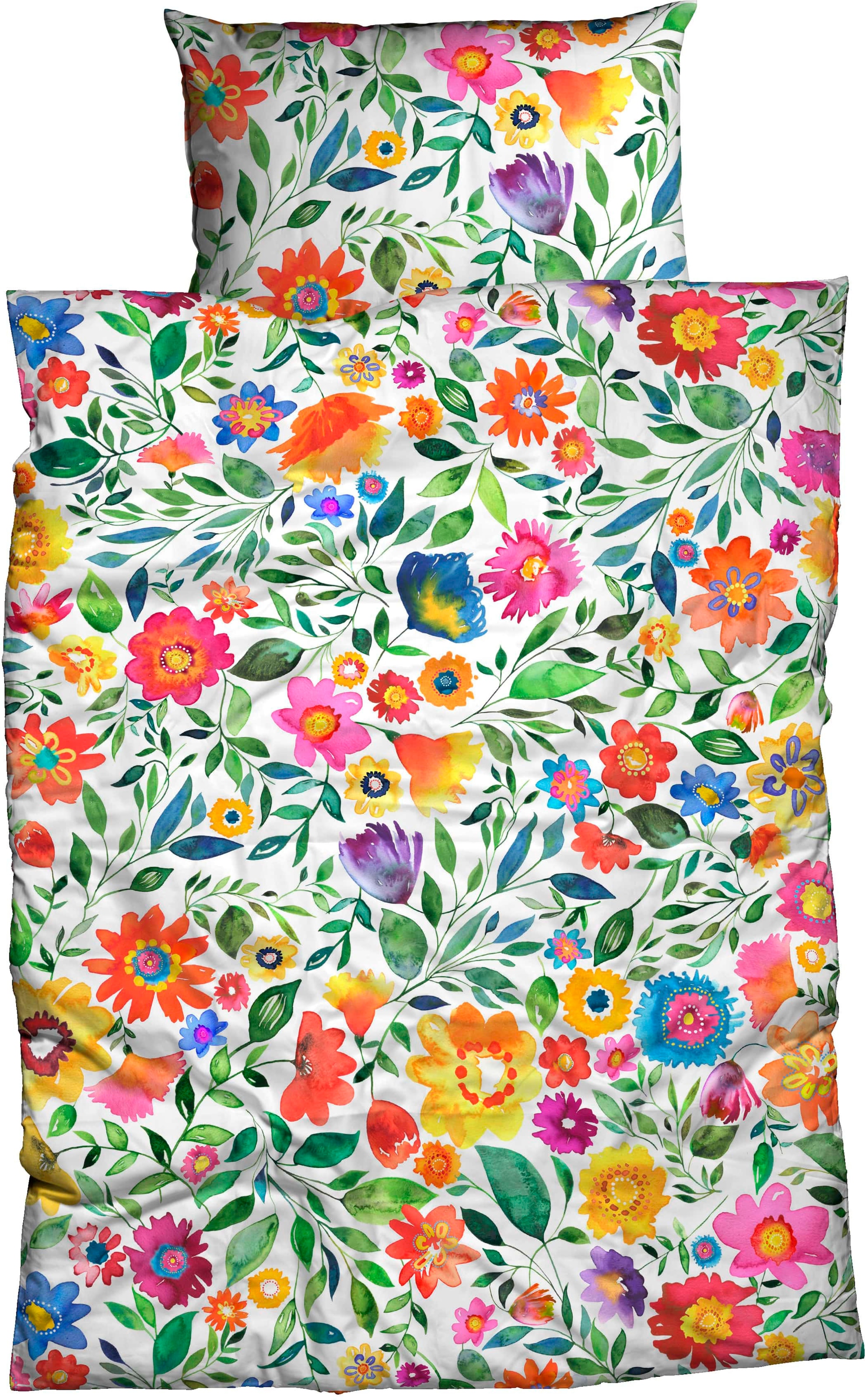 CASATEX Bettwäsche "Malinda" 2 Stk. frühlingshafte frische Farben, Blumenwi günstig online kaufen