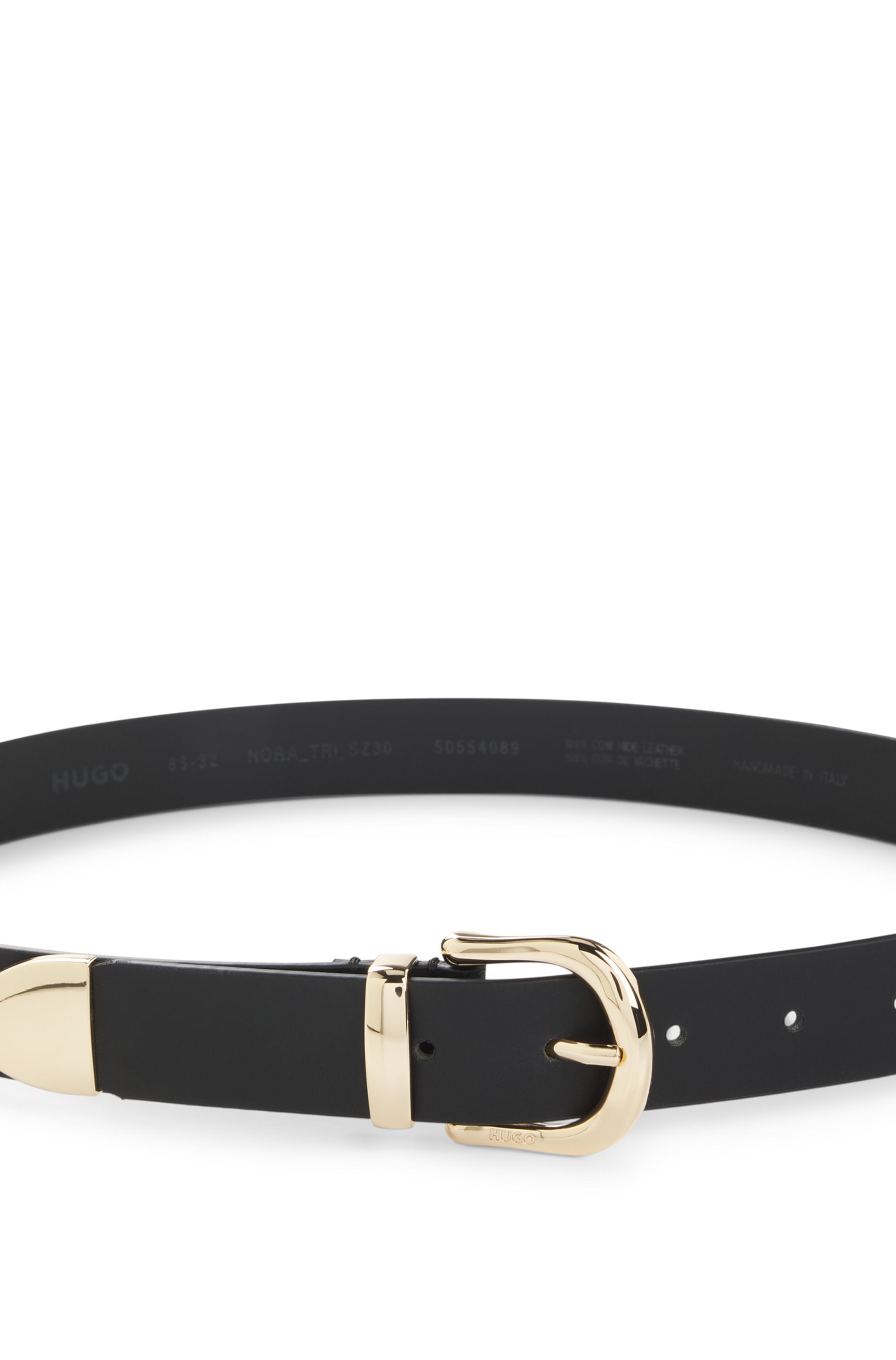 HUGO Ledergürtel »Nora Tri Sz30«, mit goldfarbener Spitze