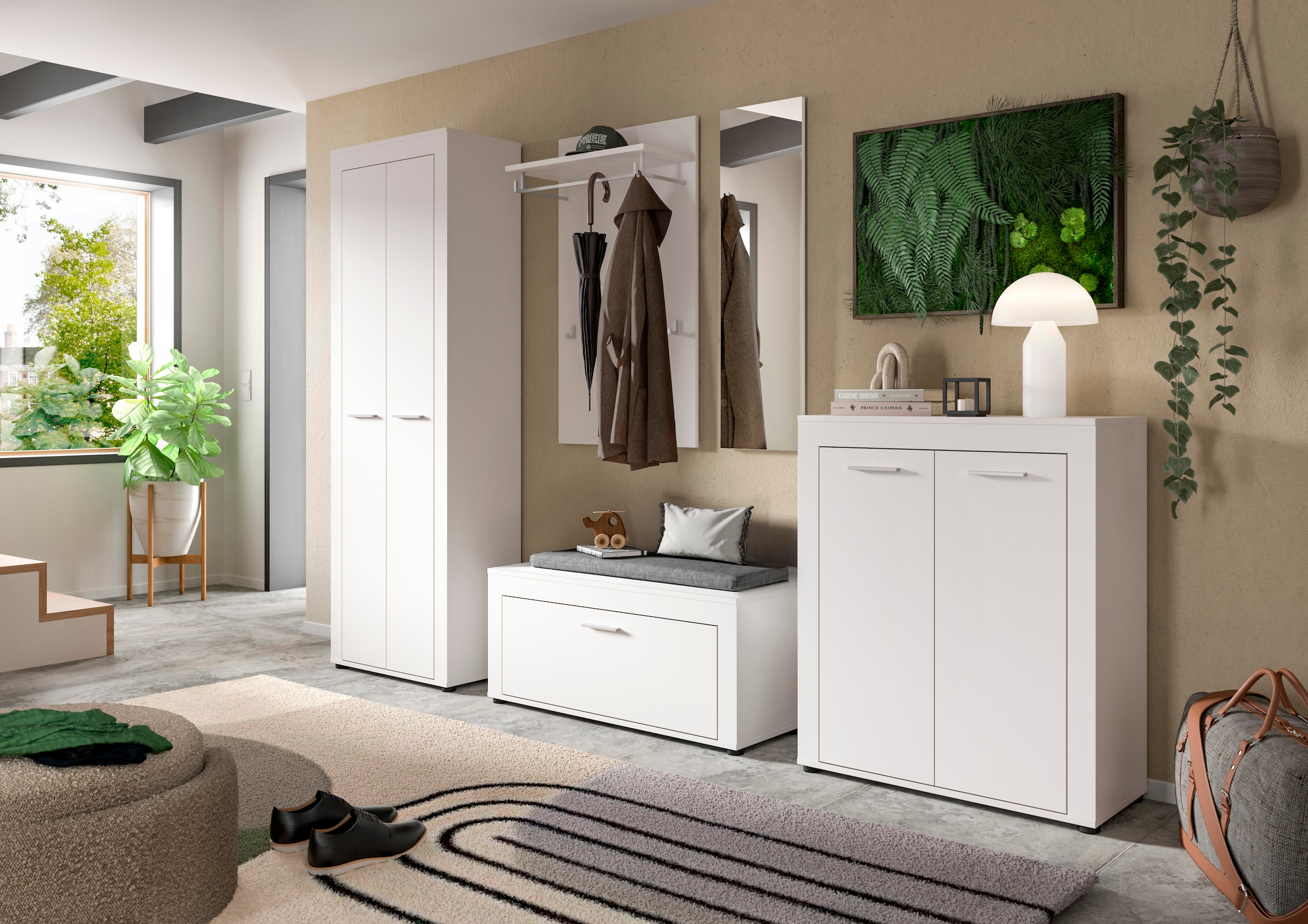 OTTO home Sitzbank »AOSTA, Breite 100cm, inkl. Sitzkissen,  1 Klappe, 2 Fächer« in verschiedenen Farbausführungen erhältlich, individuell kombinierbar, 2 Stk. tlg. Garderobenbank, Flurbank, Bank, Dielenbank, Schuhbank, Garderobe