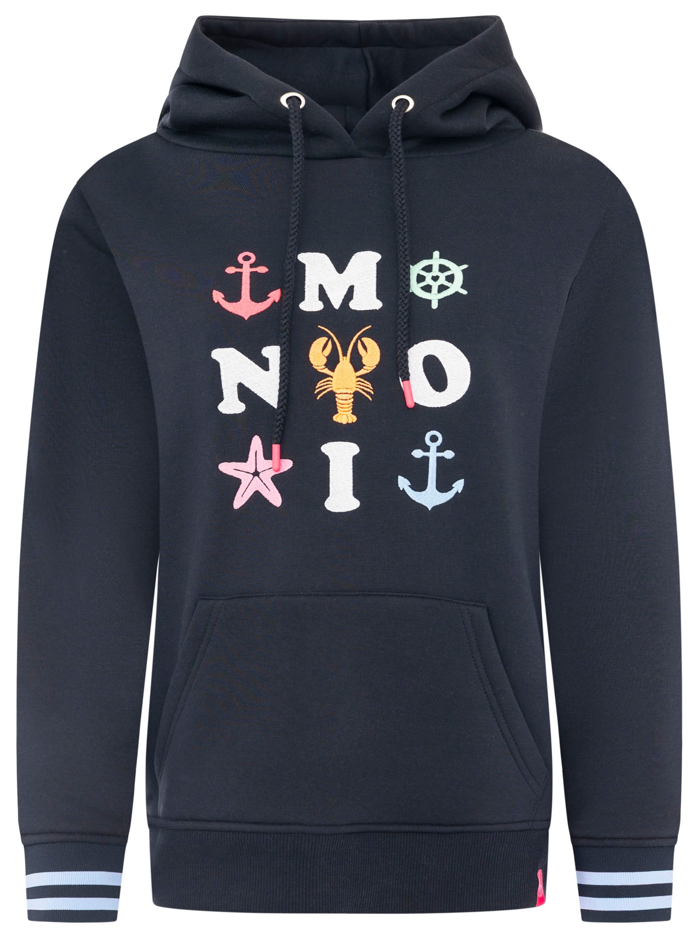 Zwillingsherz Hoodie »"MOIN"«, Motiv mit Anker, gestreifte Ärmelbündchen, Kapuze, Kängurutasche

