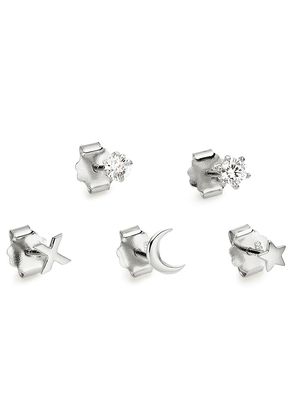 Ohrstecker-Set »Mulitpack Schmuck Geschenk Silber 925 Ohrschmuckset Stern Mond Kreuz«,...