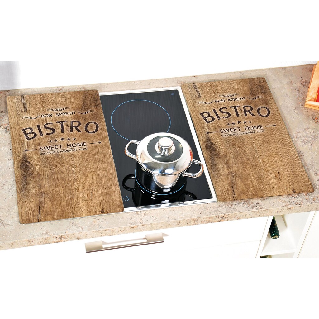 KESPER® Schneide- und Abdeckplatte »Bistro«, (Set, 2 tlg.), Mit 6 Elastikfüßen je Platte