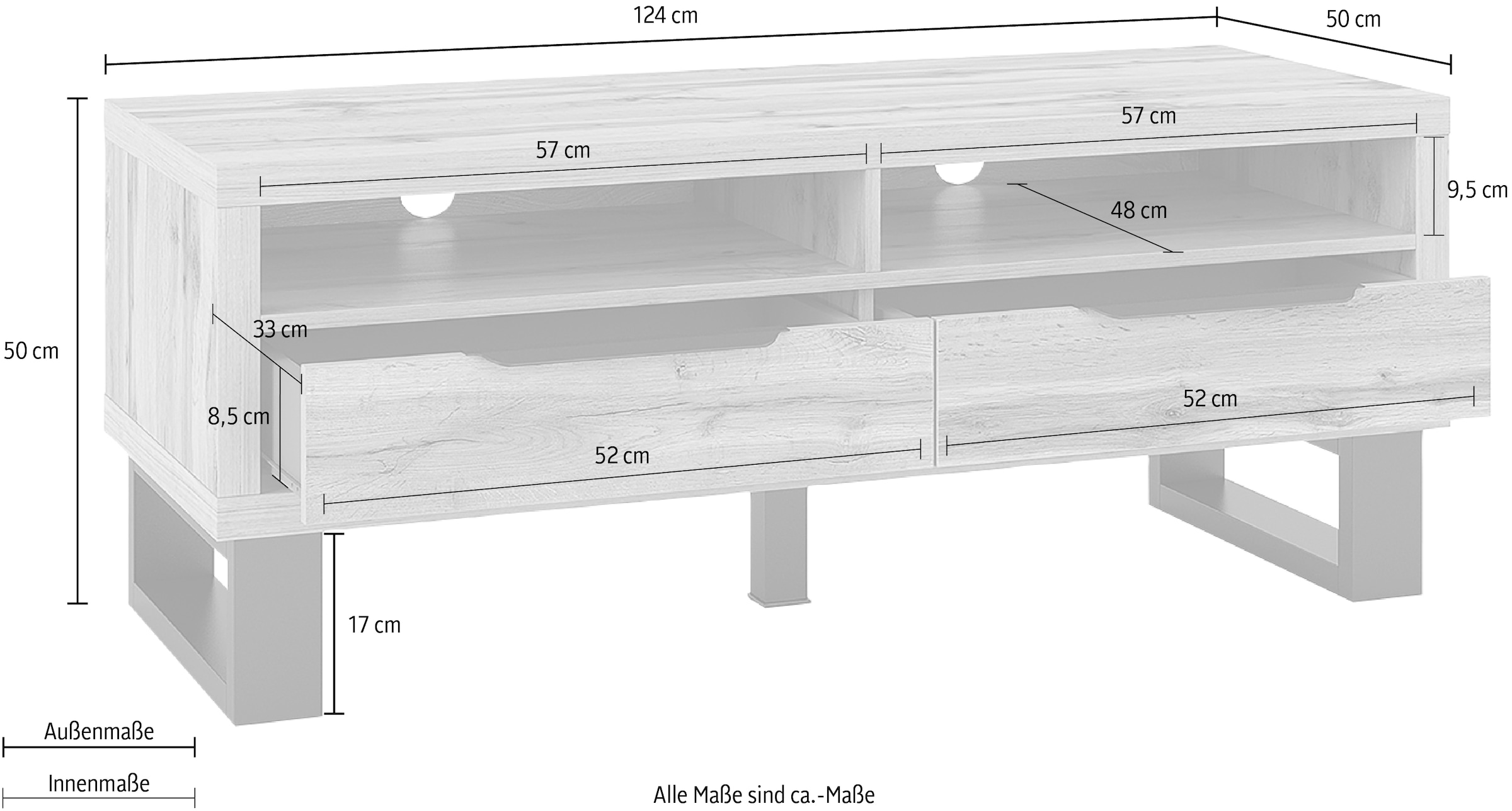 Helvetia Lowboard »Halle«, Breite ca.124 cm