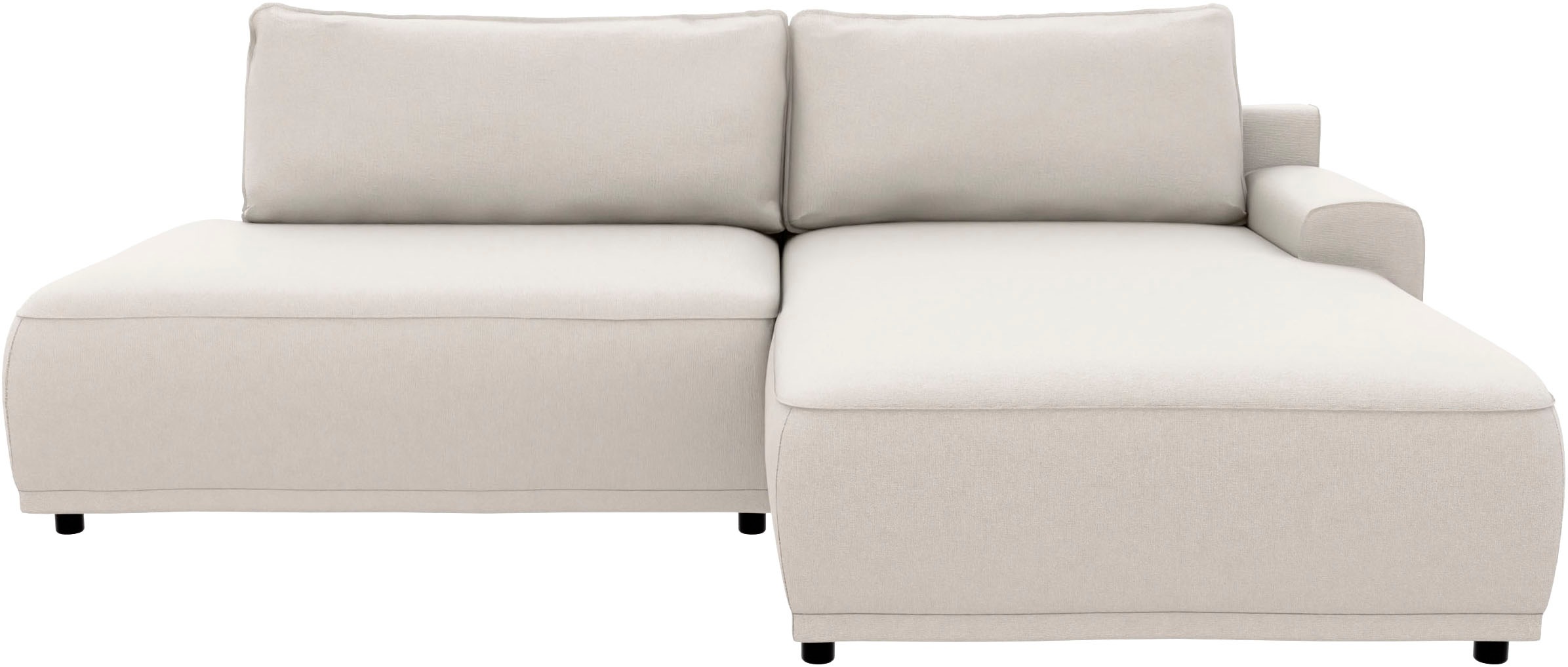 TRENDMANUFAKTUR Ecksofa »Fordon II, Schlafsofa mit Bettkasten, Couch in L-Form, Breite 250 cm«, in Struktur LUMOS, 3D-Effekt, sandgrau, Armlehne rechts
