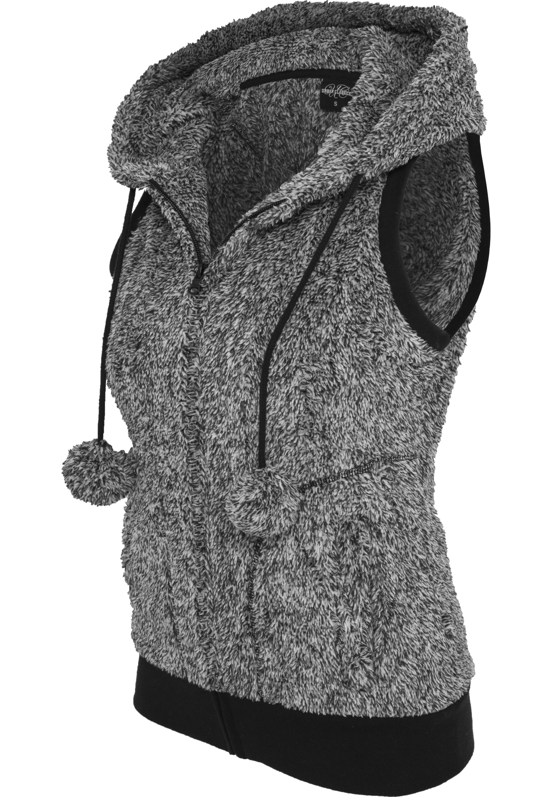 Urban Classics Melange Teddy Vest Black/White Size M 2