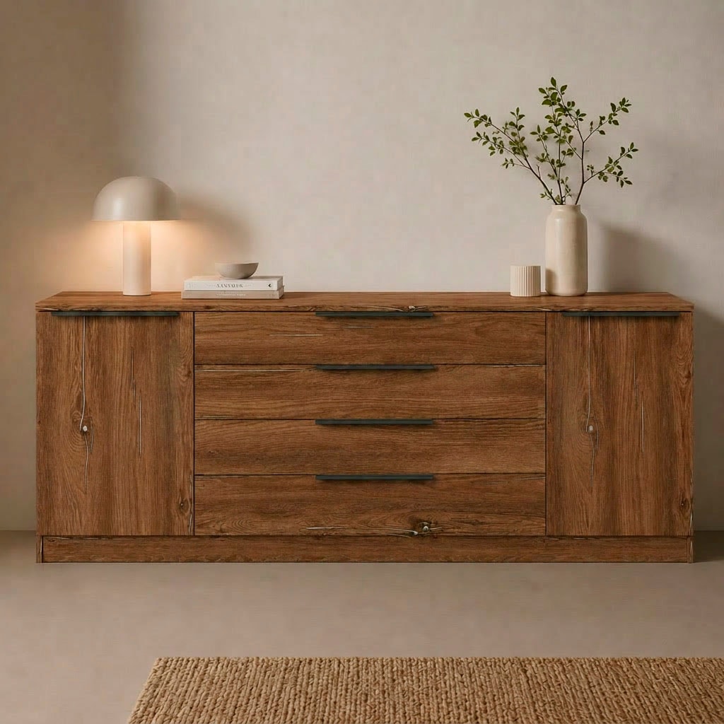 borchardt Möbel Sideboard »Tom, moderne Kommode mit Metallgriffen, 200cm breit« 2 Türen, 3 Schubfächer, Metallgriffe anthrazit
