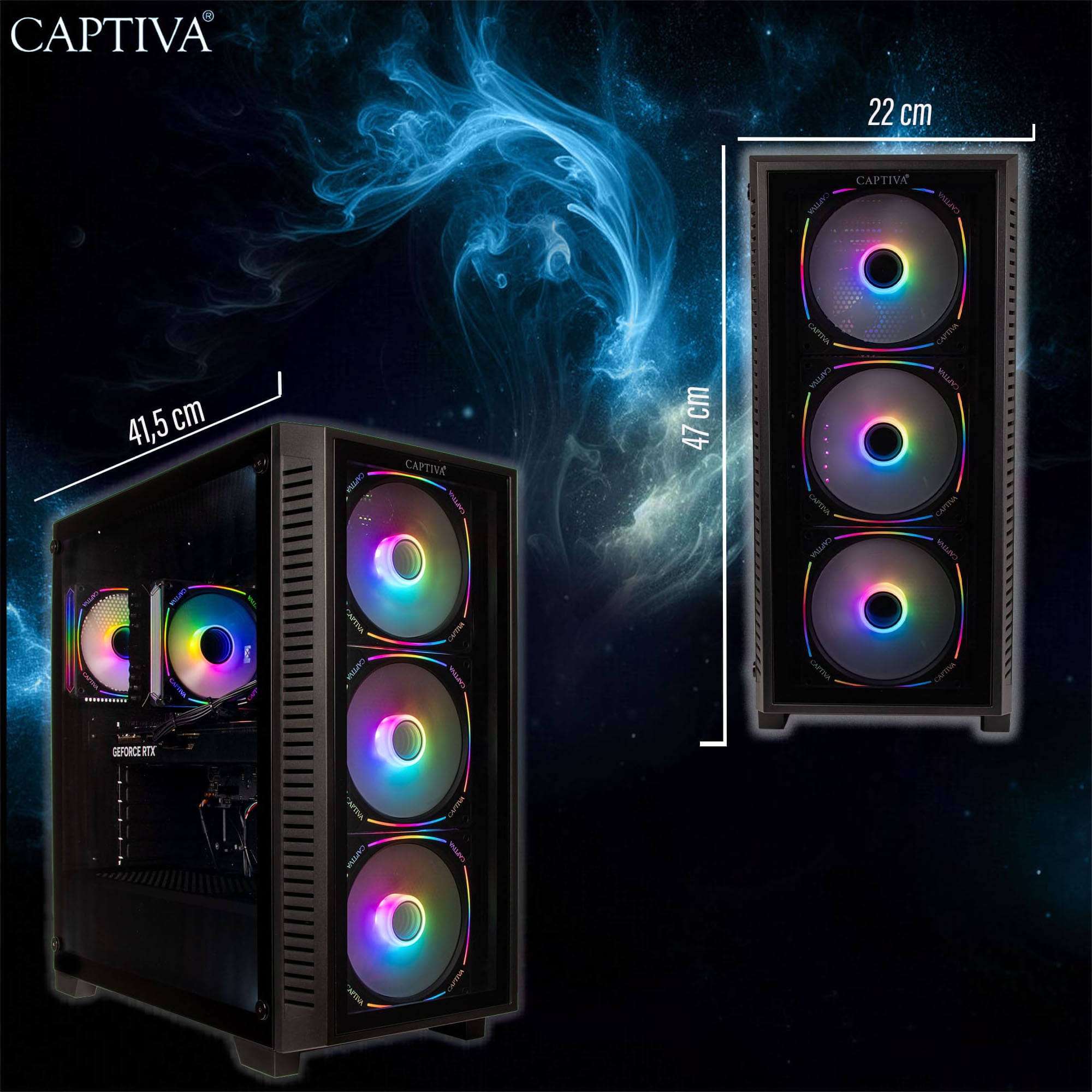 CAPTIVA Gaming-PC-Komplettsystem »Advanced Gaming I95-478 TFT Bundle« 68,6 ″ Intel® Core i9 Nvidia 32 GB RAM 1.000 GB SSD