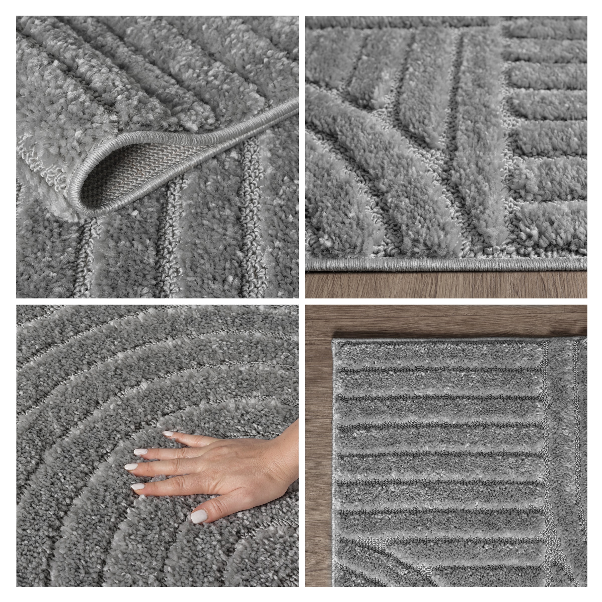 OTTO home Teppich »Jonne, Boho-Design, Scandi, Designteppich« rechteckig 20 mm Höhe Hoch-Tief, 3D Optik, skandinavischer Stil, Wohnzimmer, Schlafzimmer