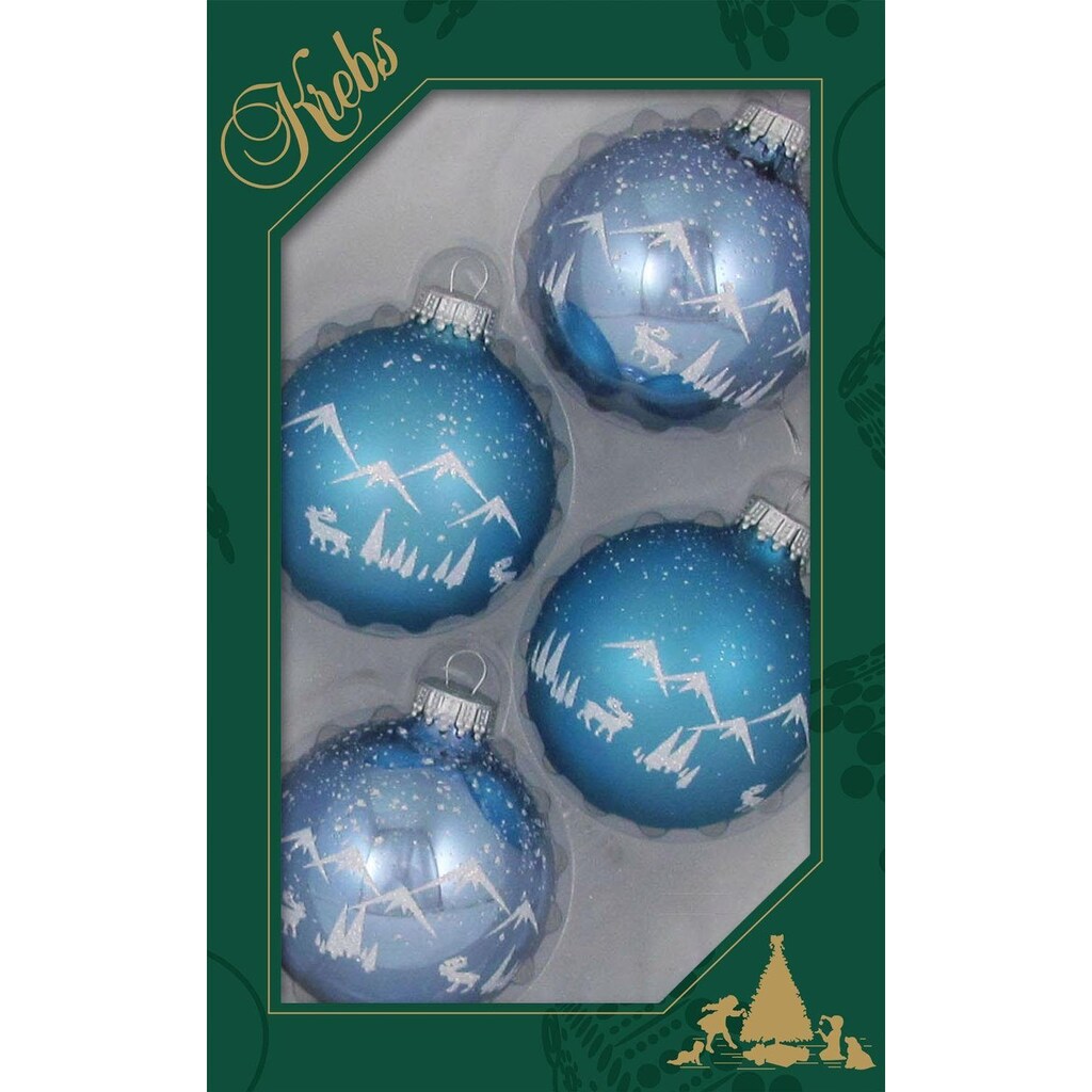 Krebs Glas Lauscha Weihnachtsbaumkugel »Alpenpanorama, Weihnachtsdeko, Christbaumschmuck«, (Set, 4 St.)