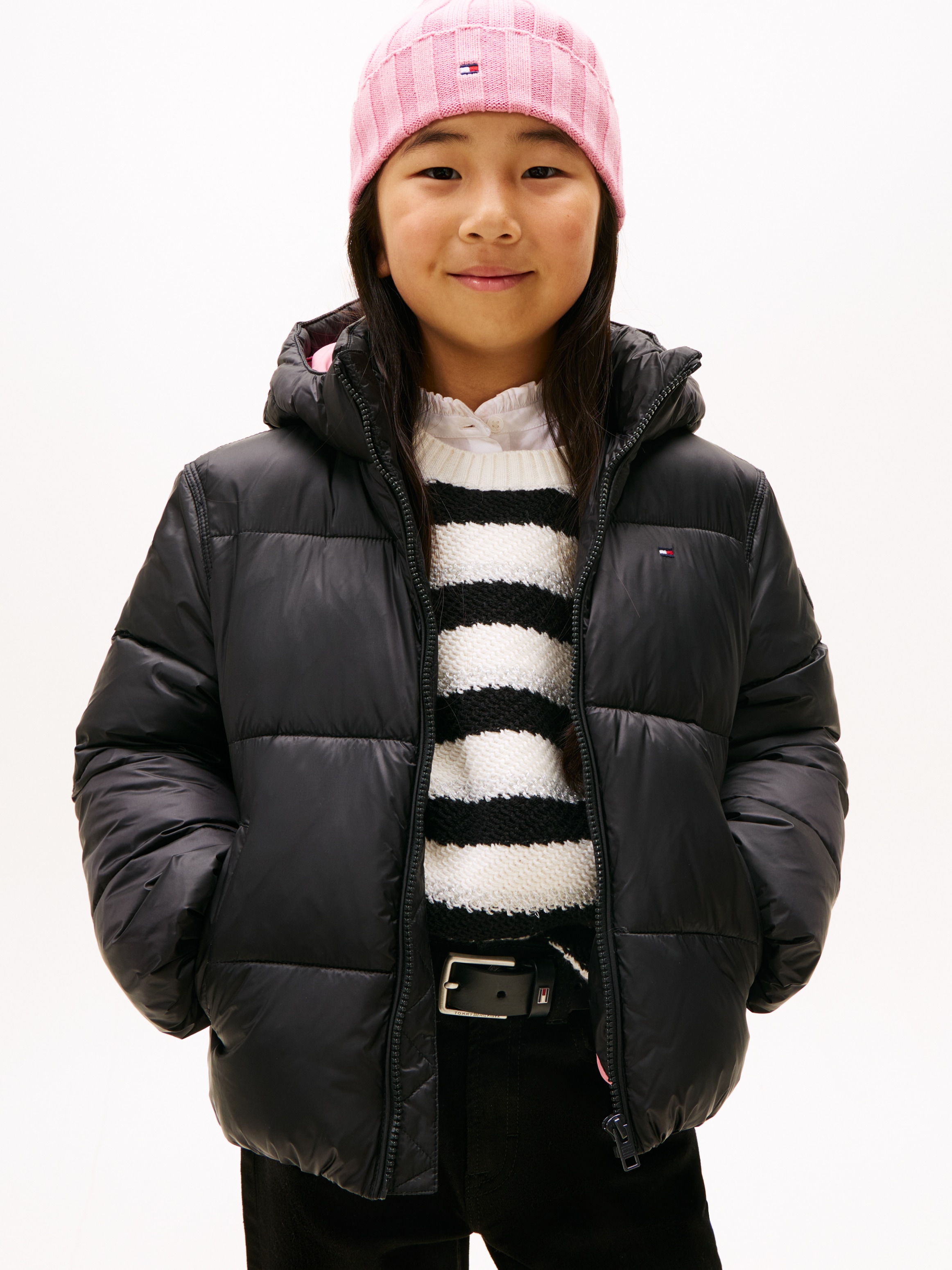 Tommy Hilfiger Steppjacke "HOODED SHINY PUFFER JACKET" mit Kapuze Kinder bis 16 Jahre