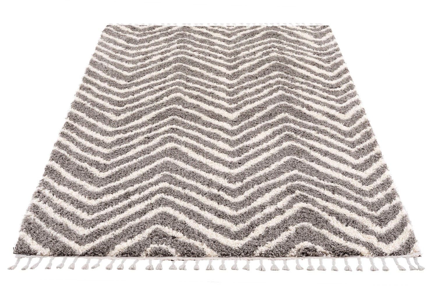 Carpet City Hochflor-Teppich »Pulpy 531«, rechteckig, 30 mm Höhe, besonders weich, mit Fransen, Zickzack Look