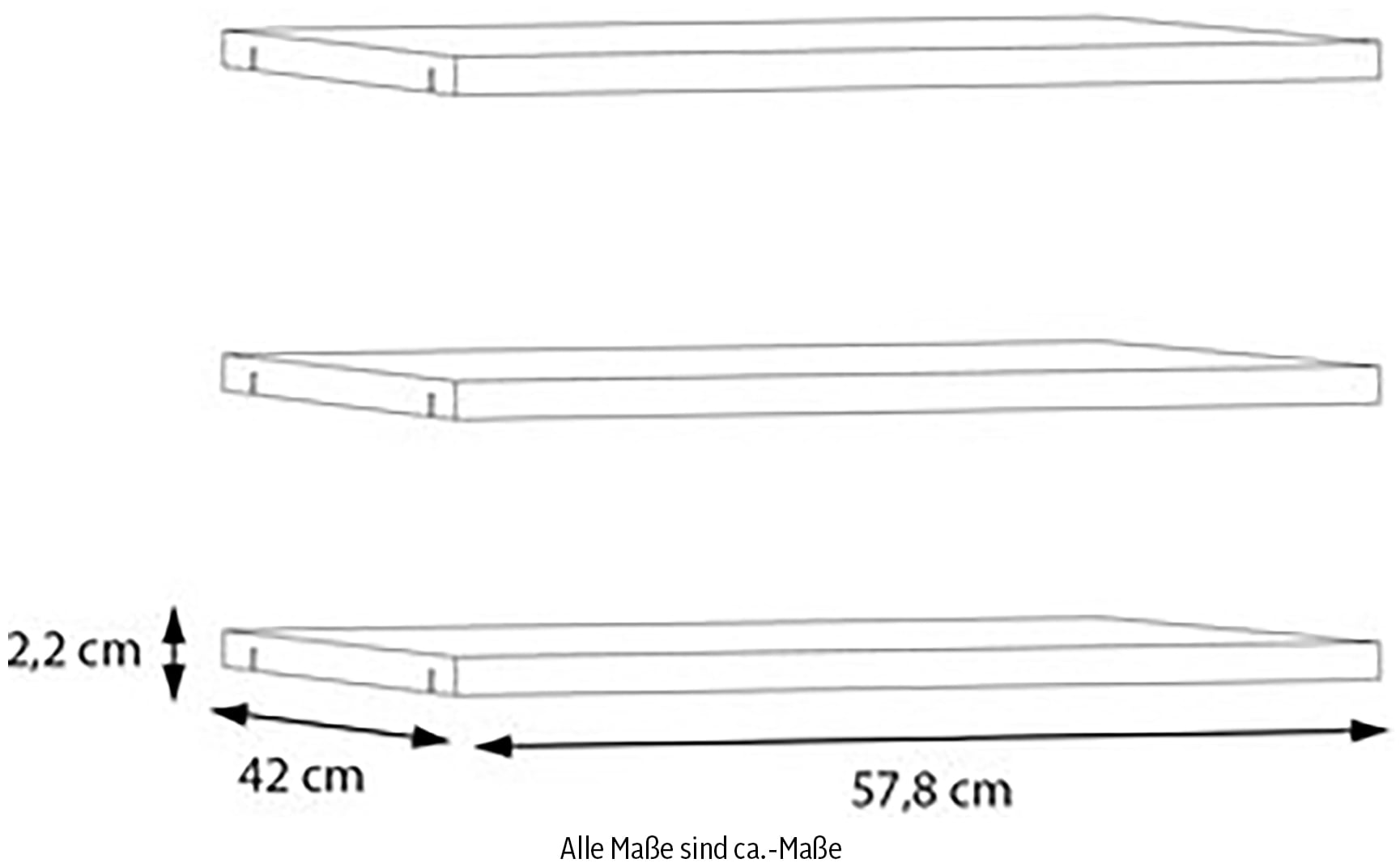FORTE Einlegeboden, Einlegeböden 2,2 cm Stärke, optional bestellbar, 3er Set