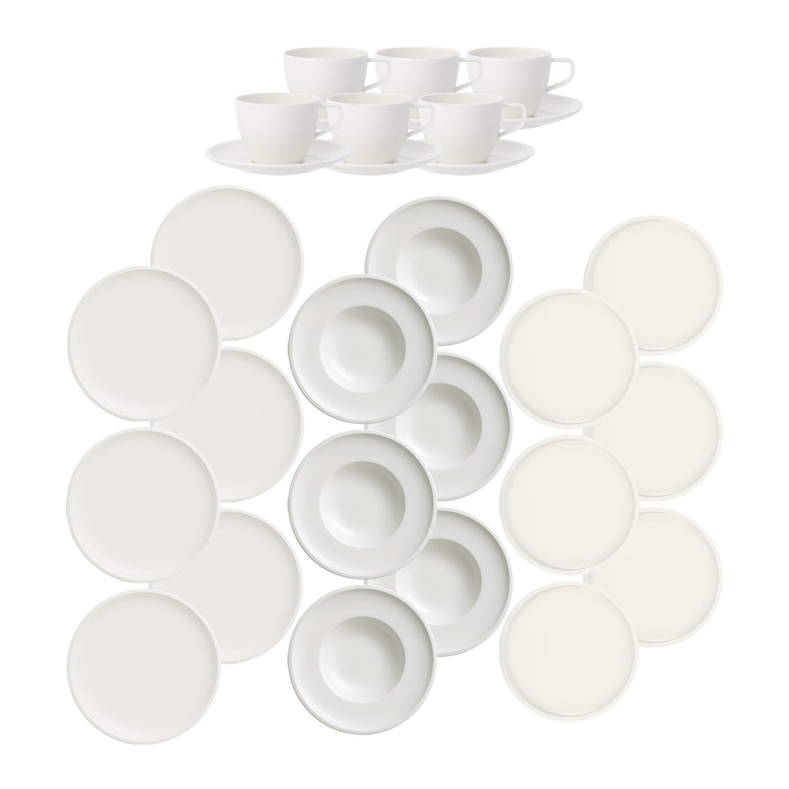 Villeroy & Boch Geschirr-Set "Geschirr-Set Artesano Original 30er Set weiß" Spülmaschinengeeignet, Mikrowellenfest