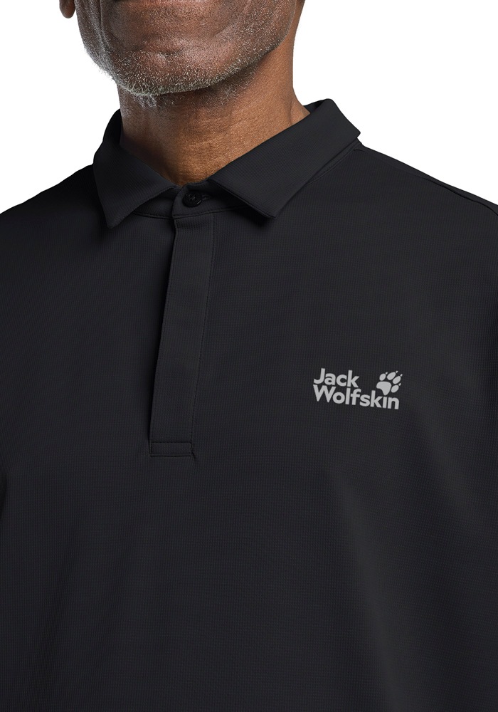 Poloshirt JACK WOLFSKIN "DELGAMI POLO M", Herren, Gr. XL (54/56), schwarz, Obermaterial: 100% POLYESTER, Shirts 4