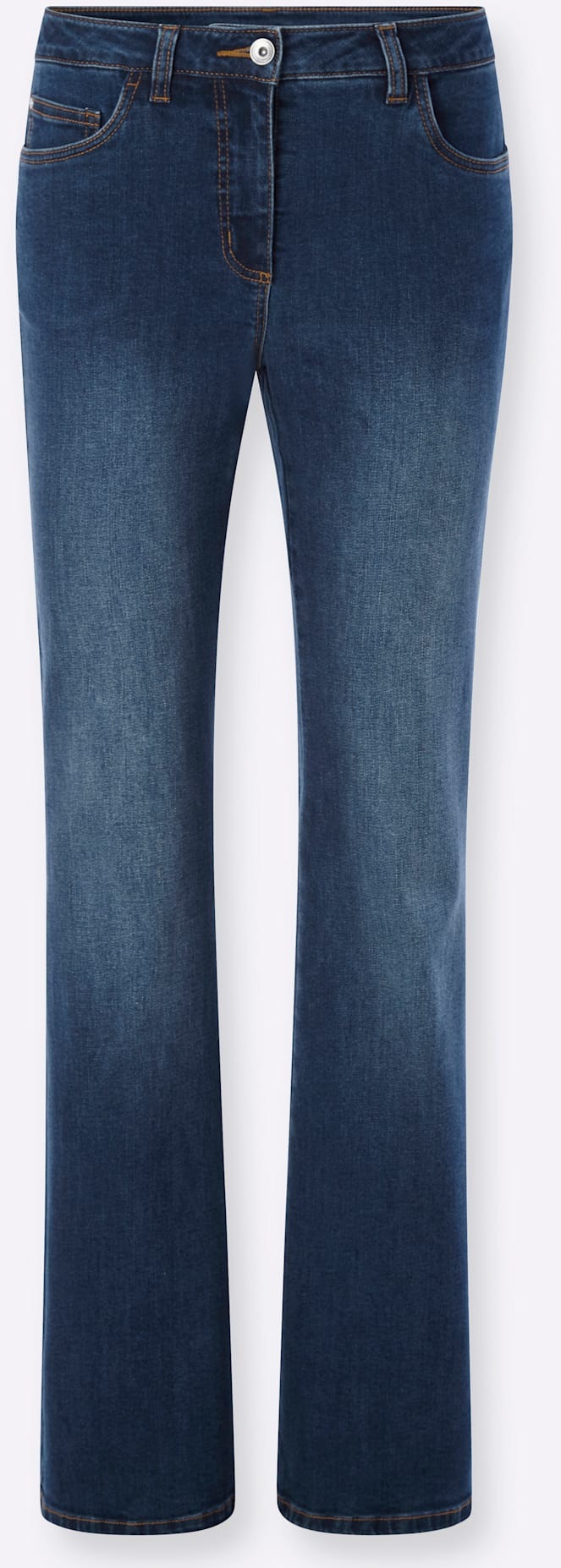 5-Pocket-Jeans INSPIRATIONEN, Damen, Gr. 54, Normalgrößen, blau, stone, washed, 95% Baumwolle, 3% Polyester, 2% Elasthan, unifarben, lang, Jeans 5-Pocket-Jeans 2