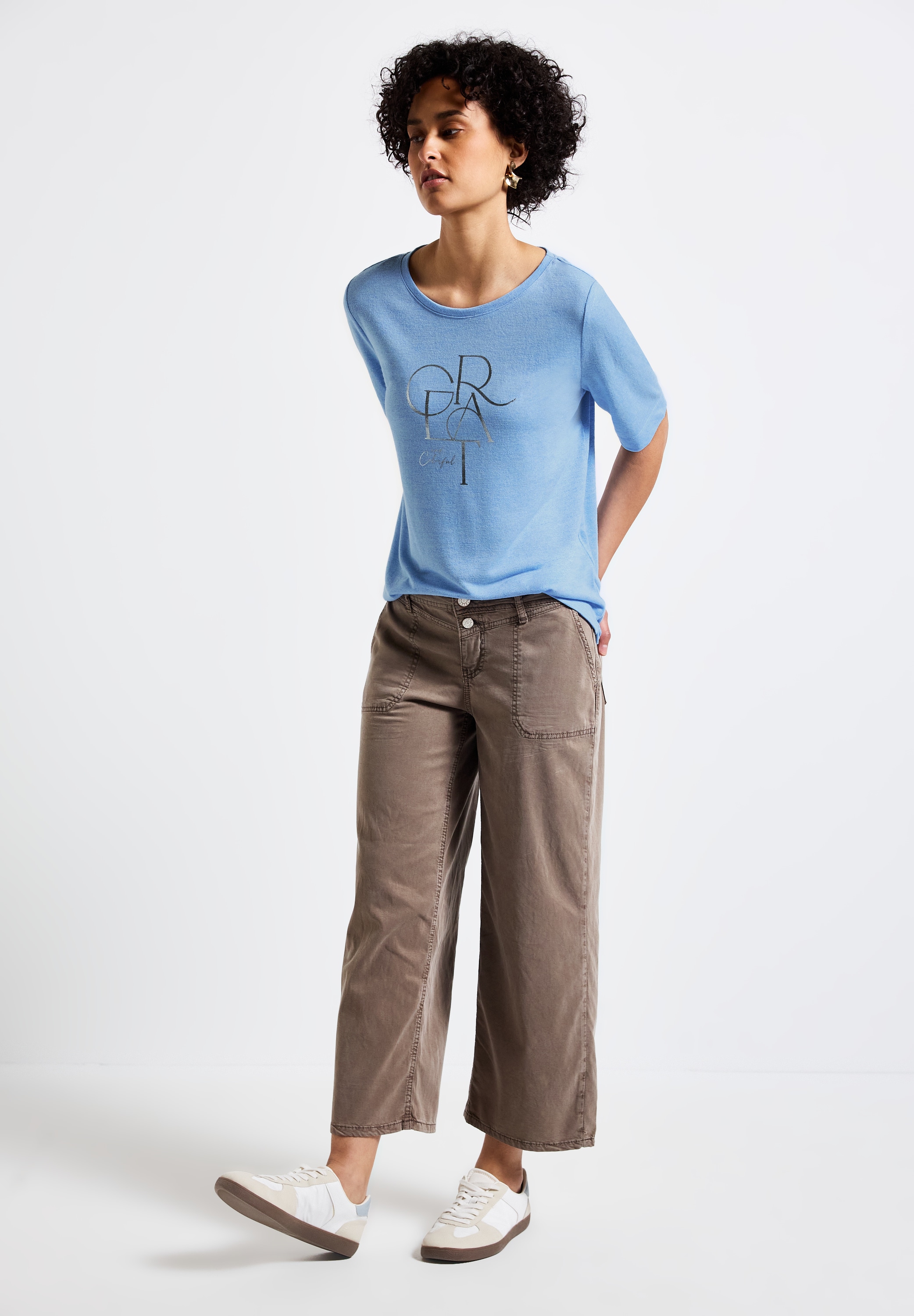 STREET ONE Rundhalsshirt, mit Rundhalsausschnitt