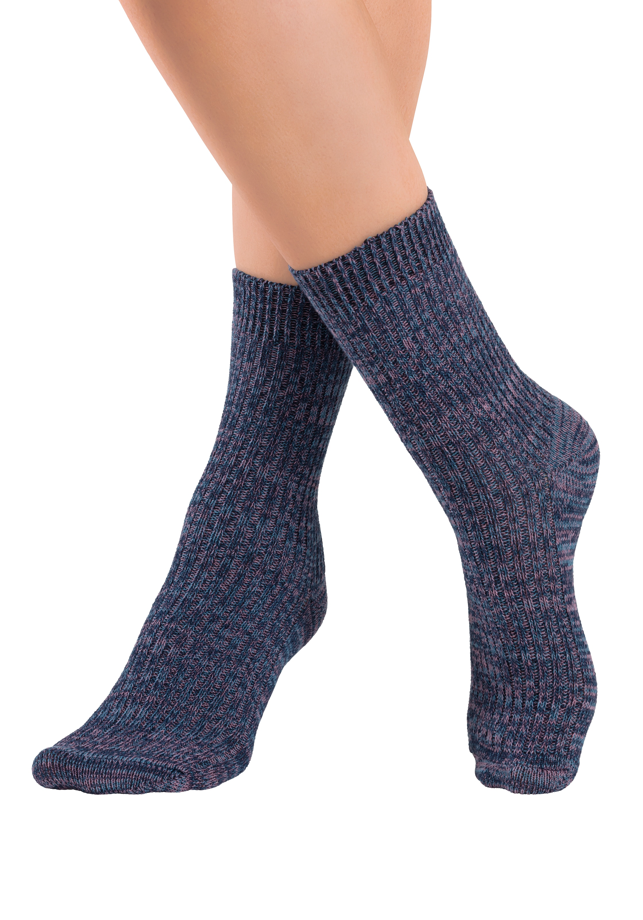 LASCANA Socken, (5 Paar), gestrickt mit farbigen Garnen