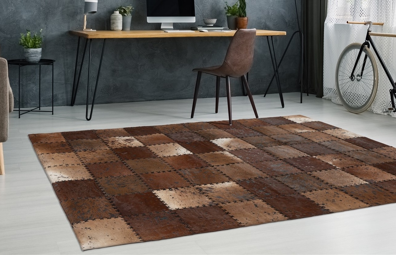 Lederteppich MY HOME, B:200cm H:5mm L:290cm, braun, Leder, Teppiche, "Toska", Wohnzimmer