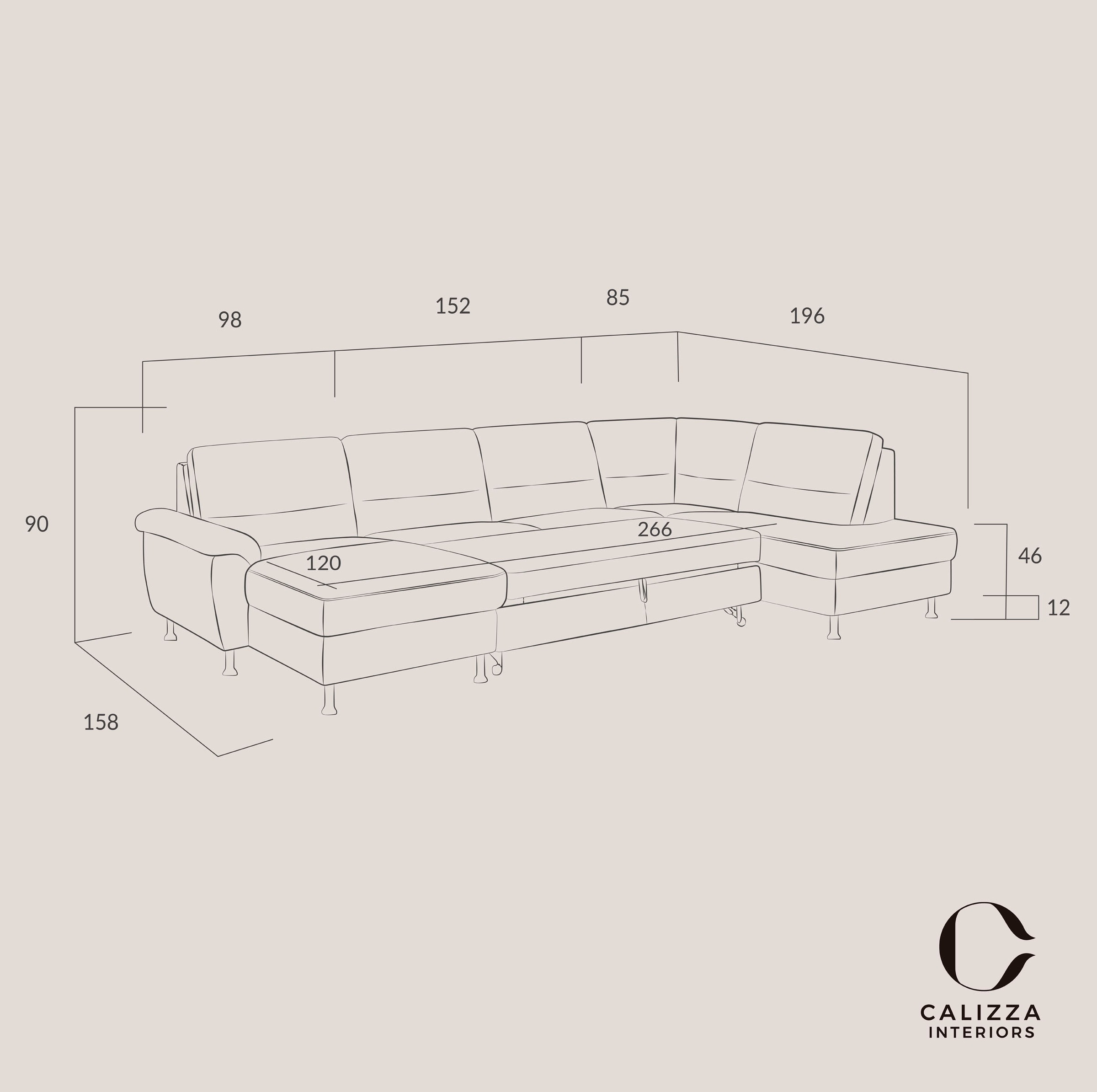 CALIZZA INTERIORS Wohnlandschaft »Onyx U-Form«, (3 St.), wahlweise mit Bettfunktion und Bettkasten