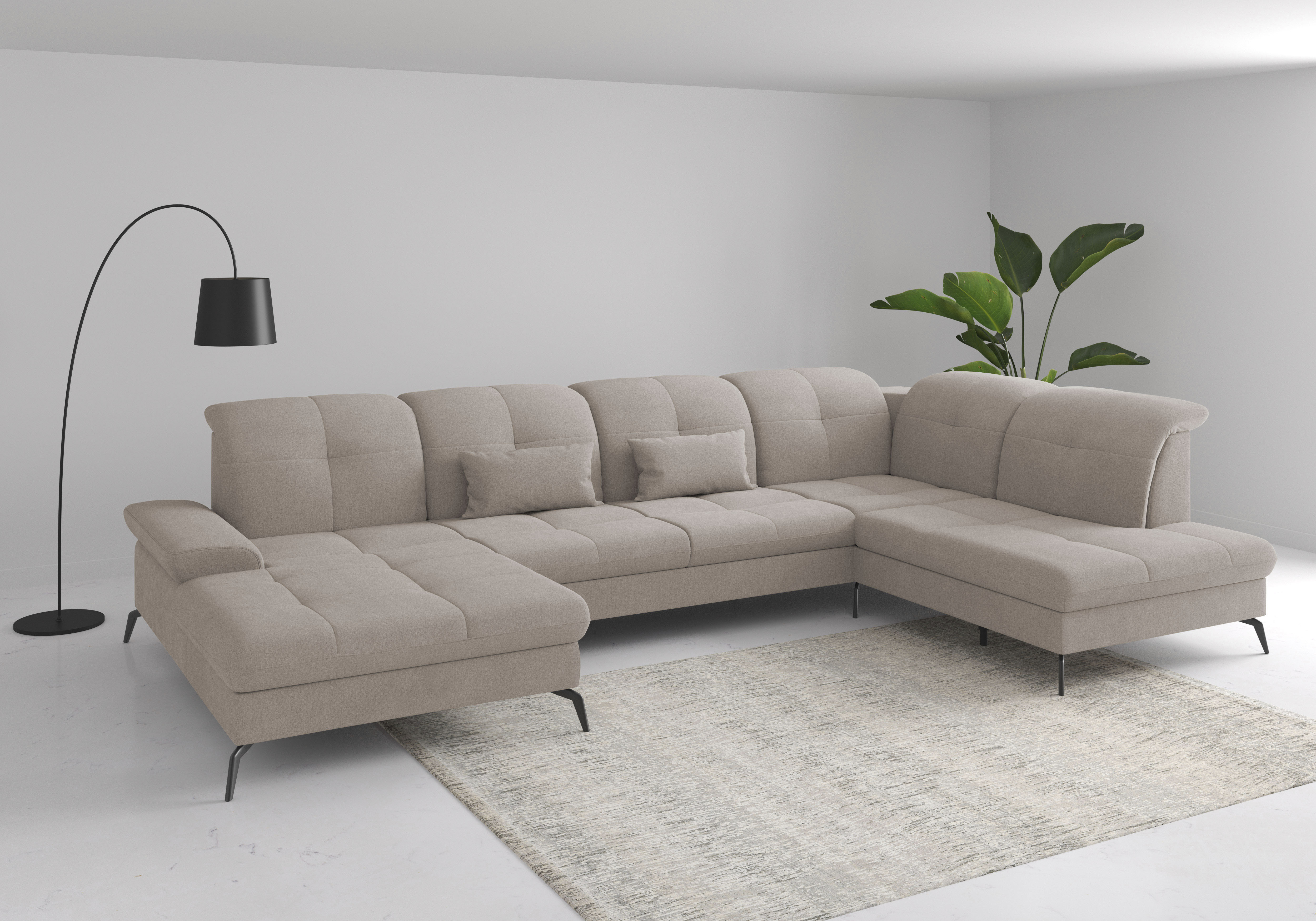 sit&more Wohnlandschaft "Amica, U-Form, inkl. Sitztiefenverstellung und Armteilverstellung" wahlweise mit Kopfteilverstellung, Schlaffunktion und Bettkasten