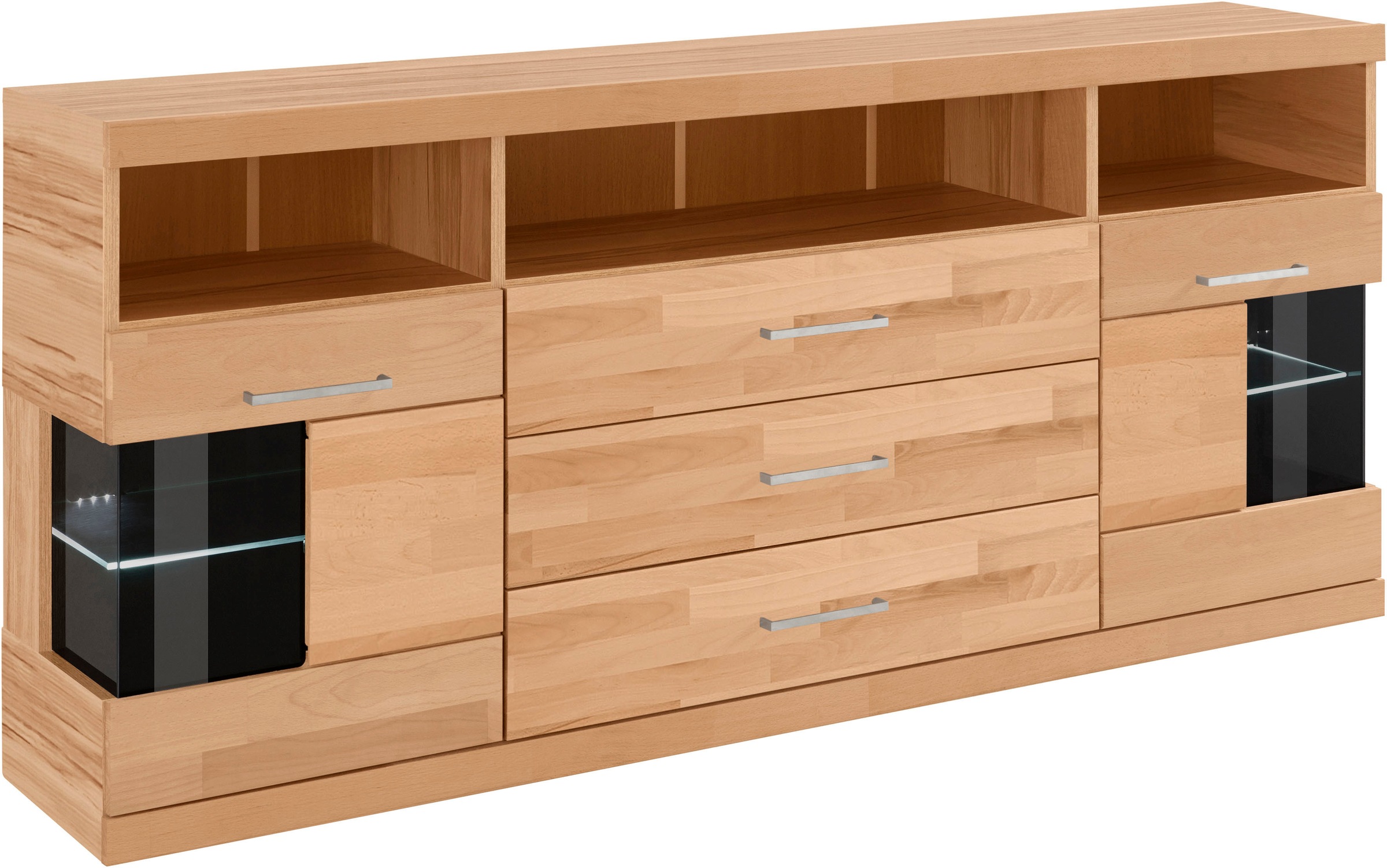 Home affaire Sideboard "Ribe,180cm breit, Fronten Massivholz,7 Fächer,Böden günstig online kaufen