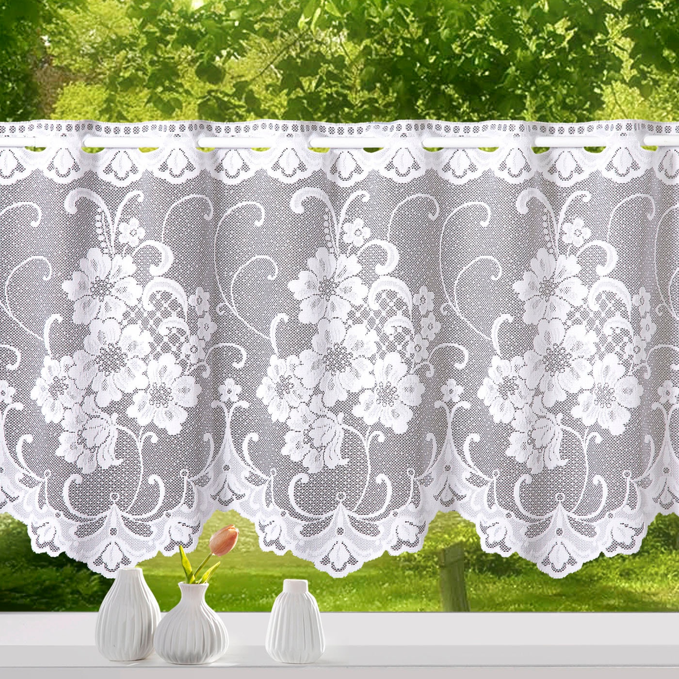 Weckbrodt Scheibengardine »Mantua«, (1 St.), Bistro, Jacquard, strukturiert, floral, geblümt, Gardine, Store