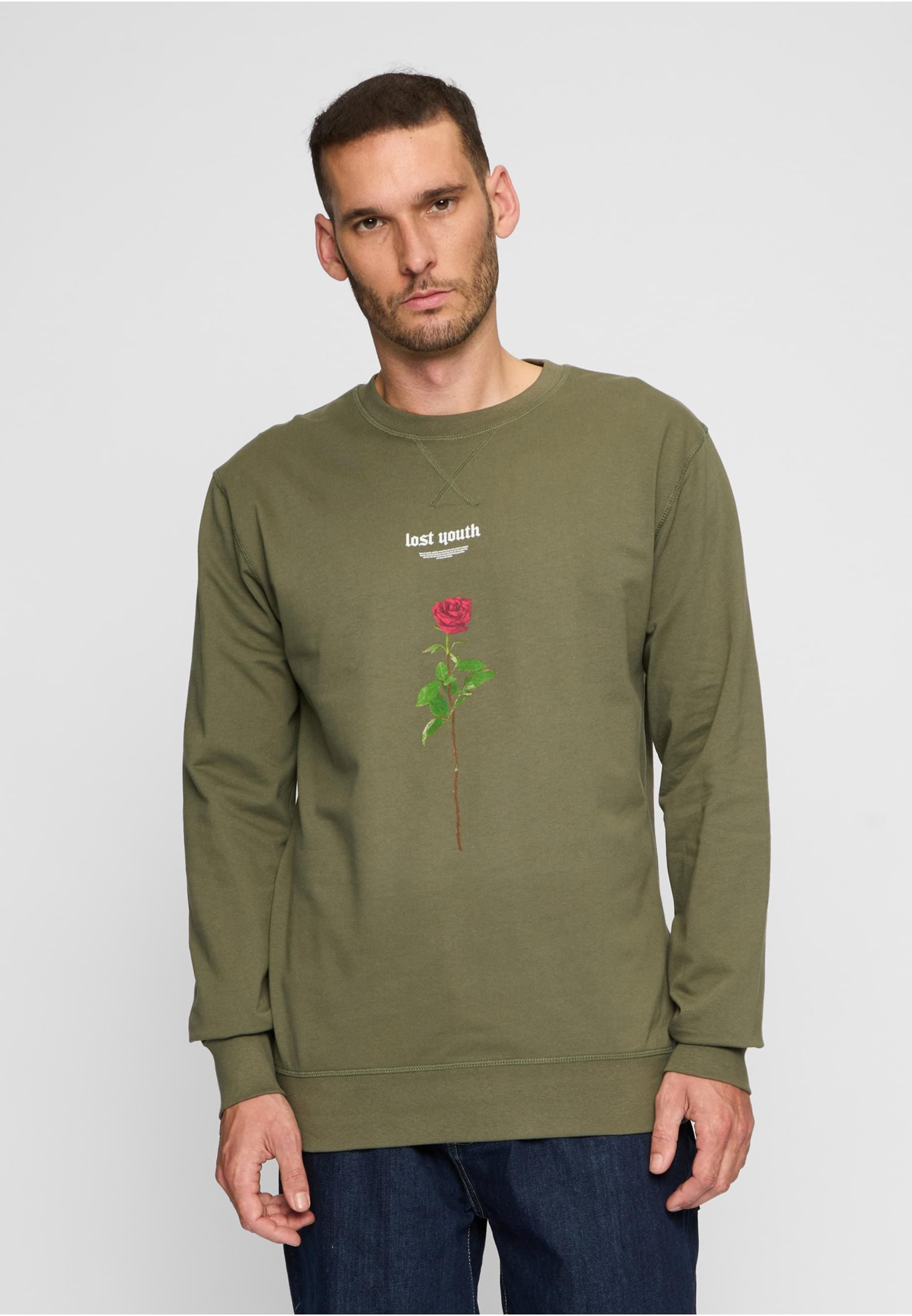 Thumbnail - MisterTee Rundhalspullover "MisterTee Herren Lost Youth Rose Crewneck", (1 tlg.)