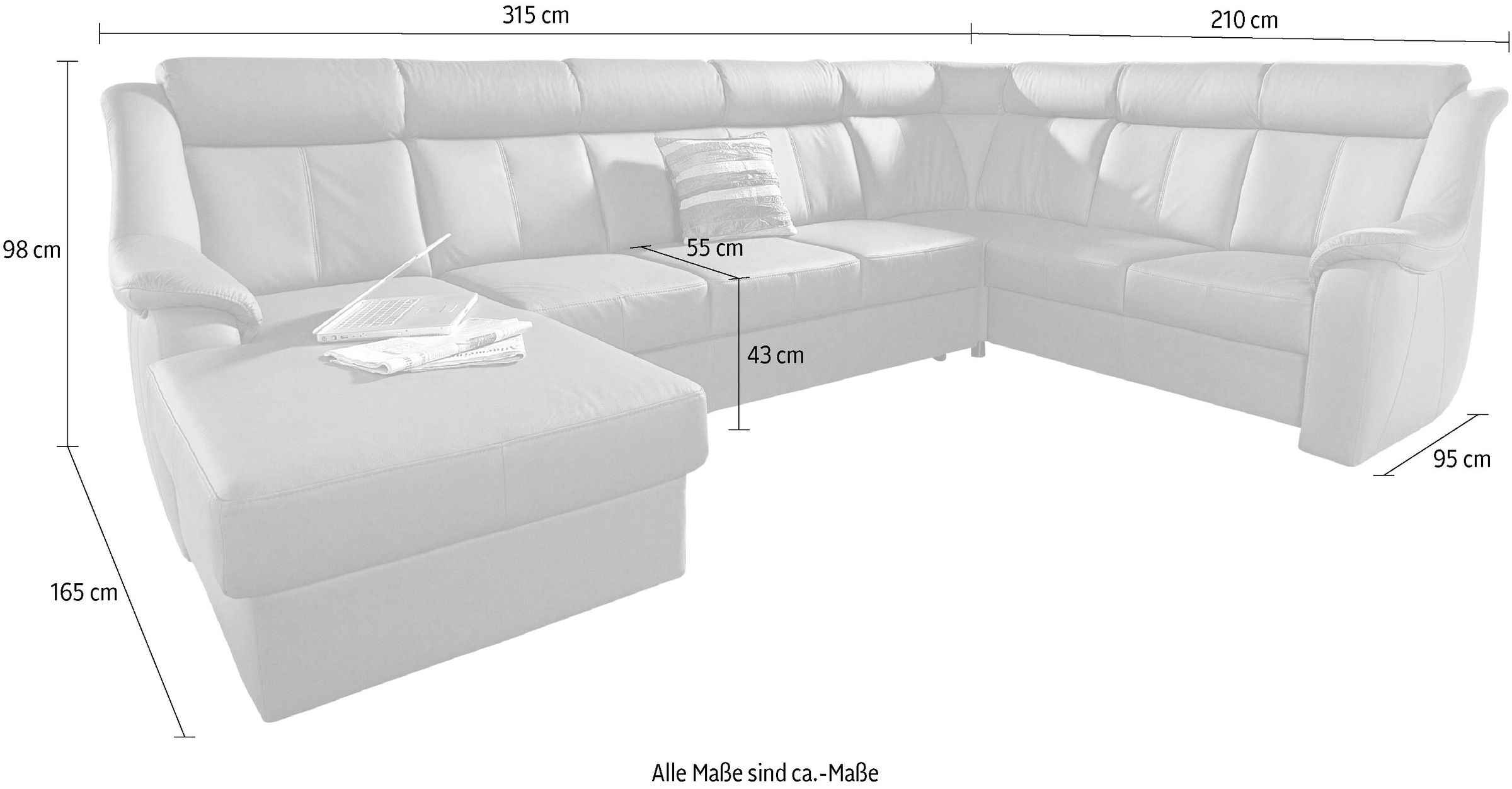sit&more Wohnlandschaft »Basel U-Form«, wahlweise mit Relaxfunktion