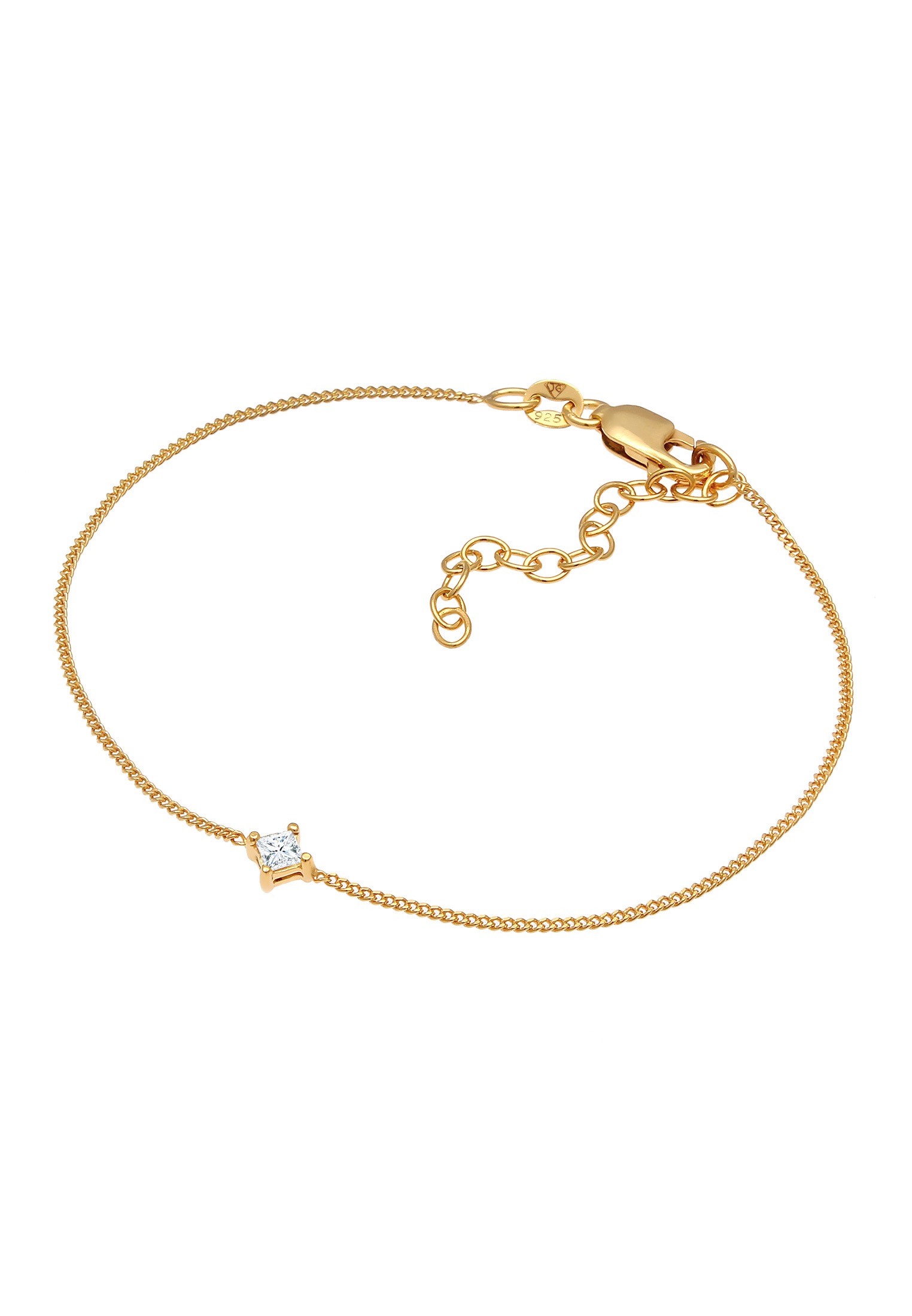 Elli DIAMONDS Armband »Solitär Viereck Diamant (0.1 ct.) 925 Silber«