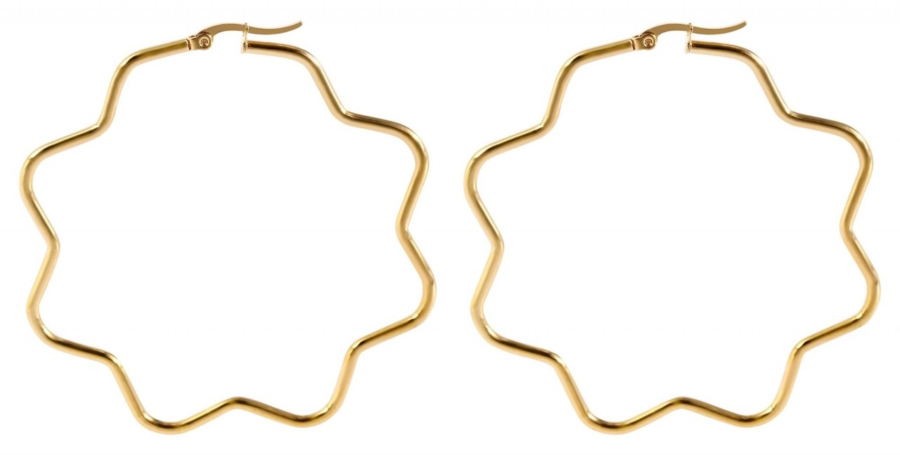 Adelia´s Paar Creolen »Damen Creolen aus poliertem Edelstahl mit Blume - - Ø 65 mm«