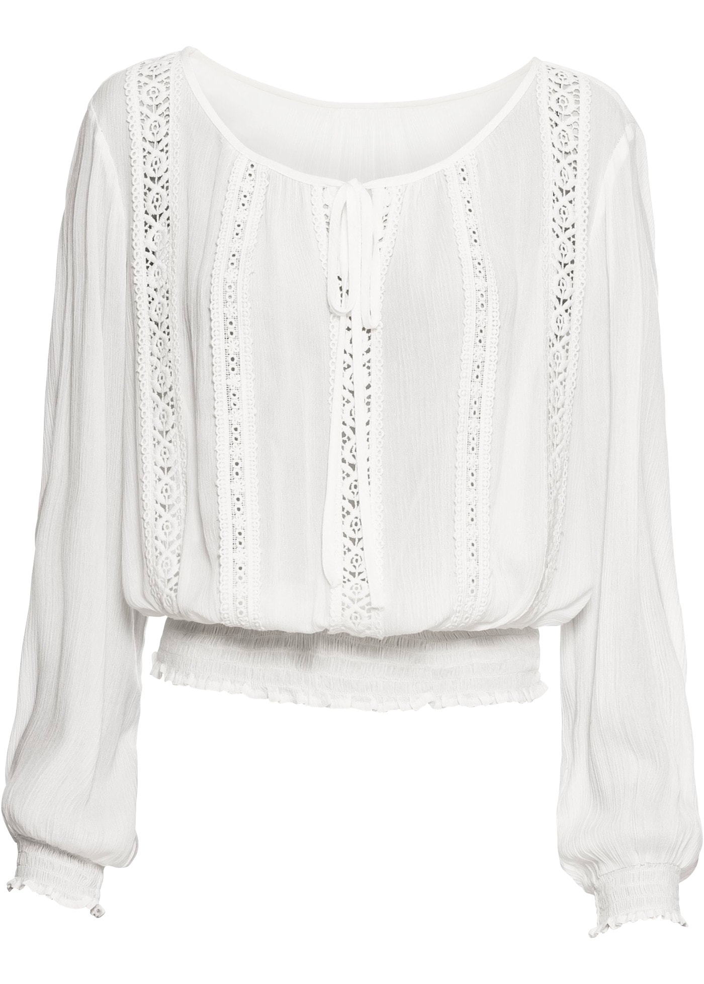 bonprix Schlupfbluse mit Crochet Spitze, aus Viskose, ohne Knöpfe